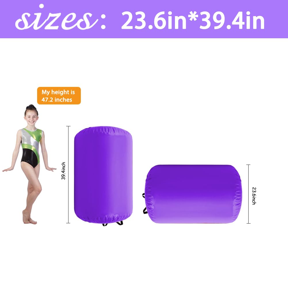 Inflatable Air Tumbling Mat with Electric Pump - Portable Gymnastics Barrel Roller for Home Gym, Cheerleading & Yoga Practice | Ideal for Kids Training, Fitness Exercises & Indoor Sports Activities