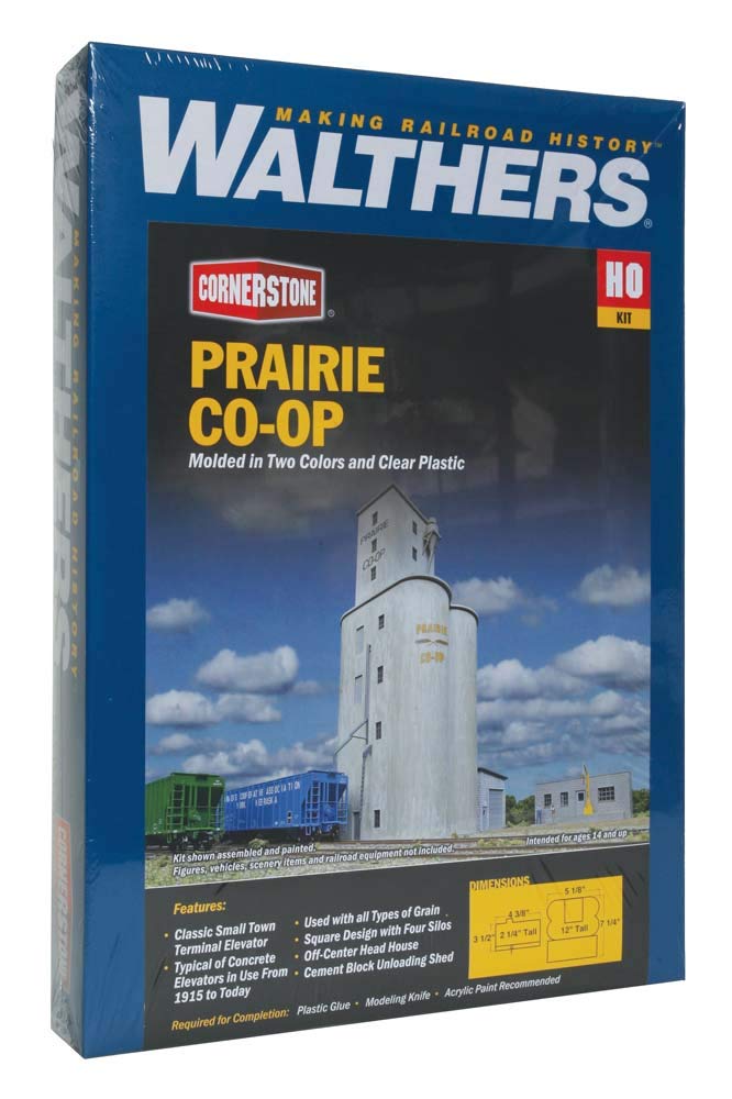 Walthers Cornerstone Prairie COOP Train Model Kit - HO Scale Building for Model Railroad & Train Layouts - Perfect for Scenery, Dioramas & Collectors