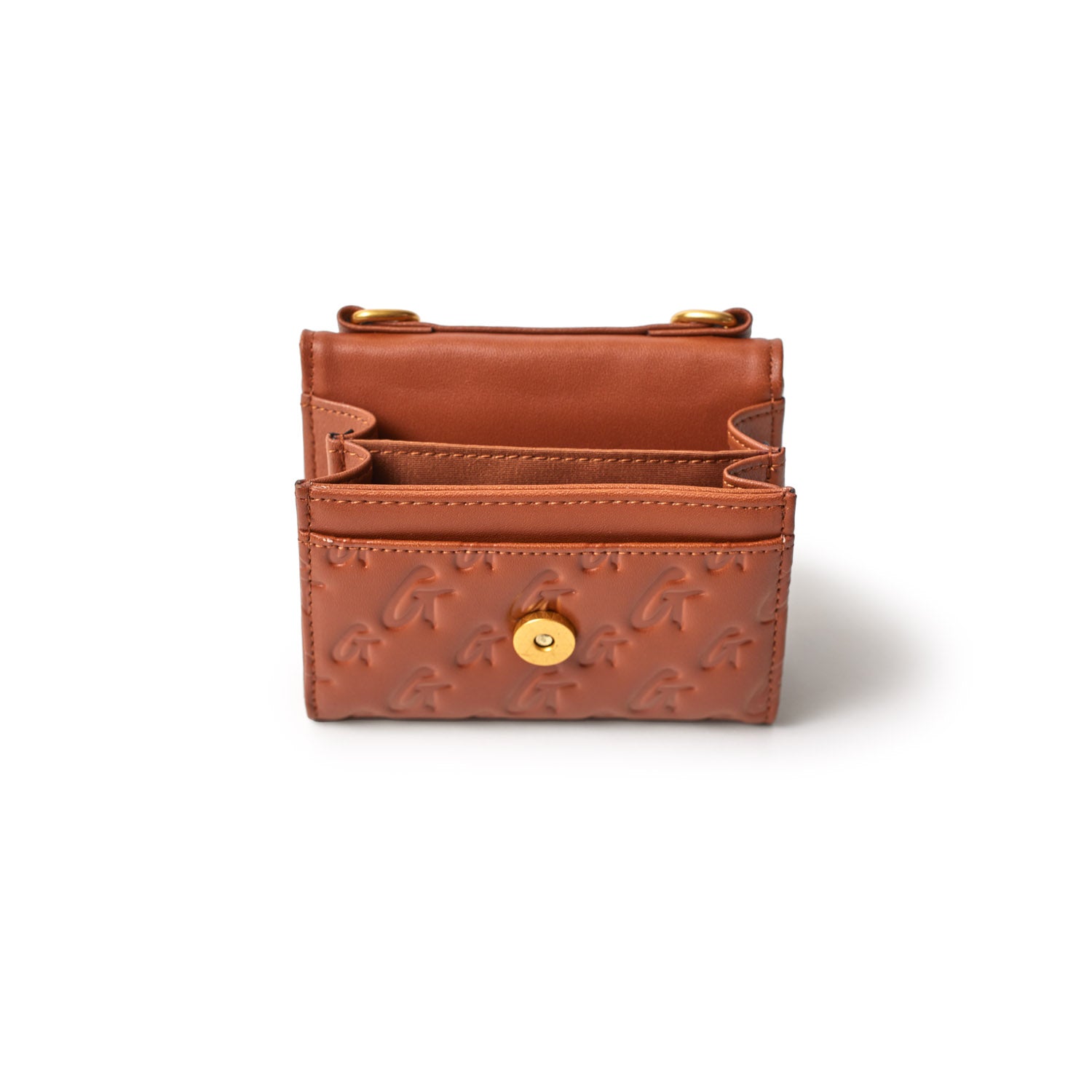 Luxury Monogram Gold Compact WOC Wallet on Chain - Brown Leather Crossbody Bag for Women | Perfect for Evening Parties, Date Nights & Special Occasions