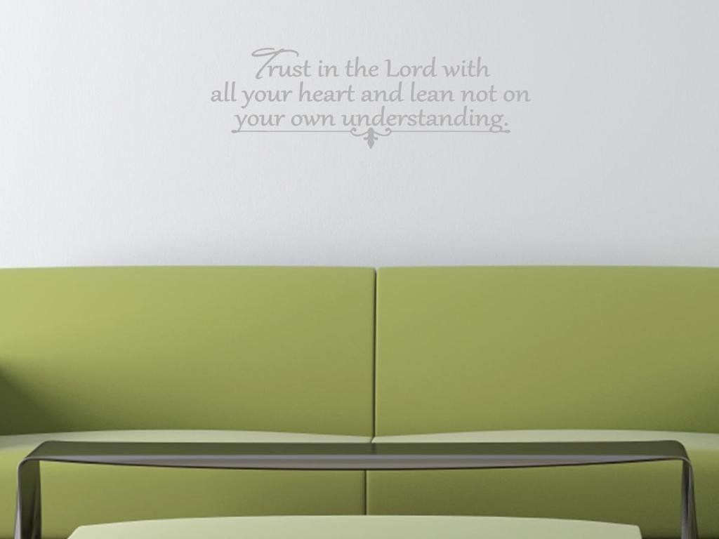 Trust in the Lord with All Your Heart - Inspirational Christian Wall Art - Gloss Light Grey - 33 x 10.5 Inches - Perfect for Home Decor, Church, Office & Gift Giving