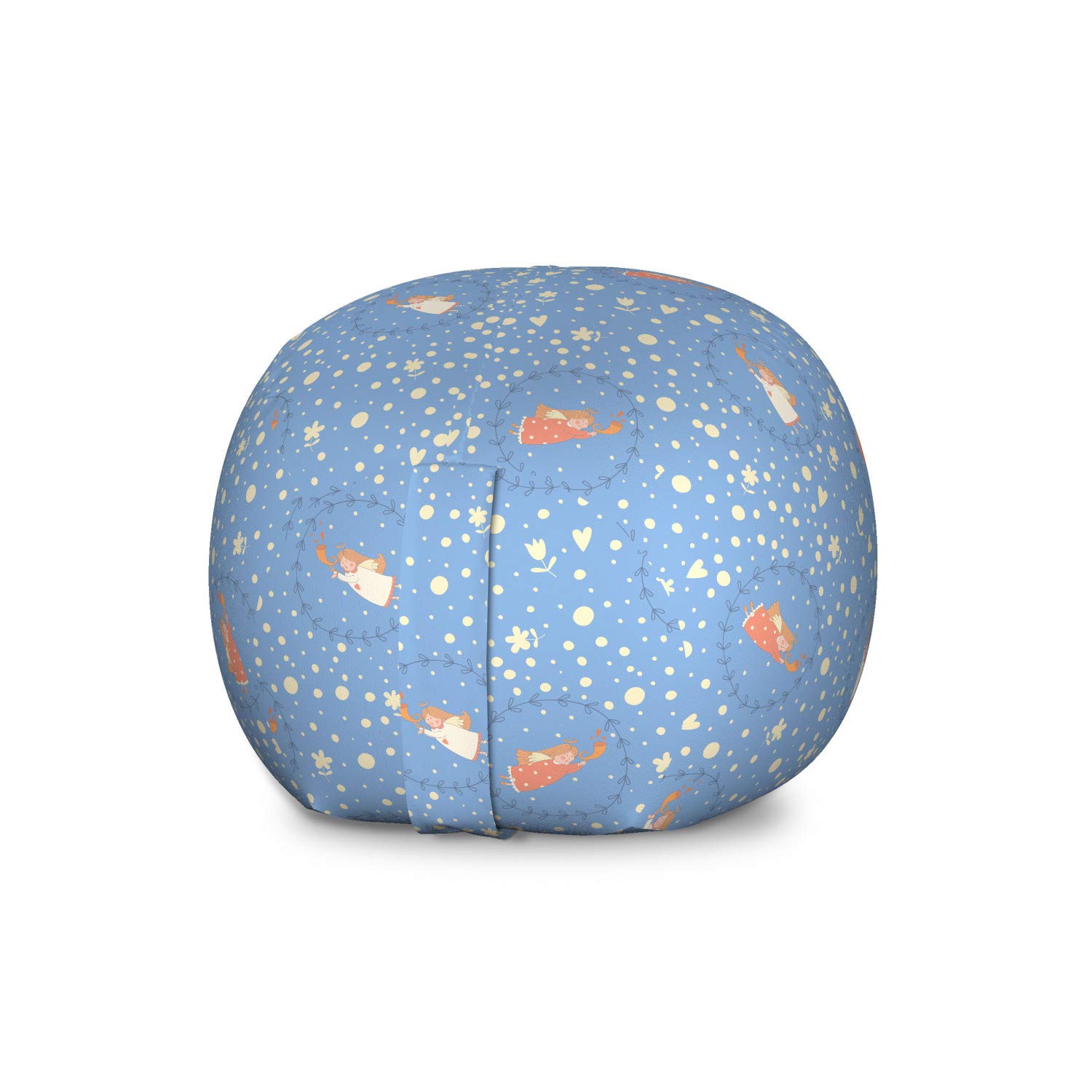 Ambesonne Winter Storage Toy Bag Chair - Christmas Angels, Snowflakes & Flowers Cartoon Pattern - Large Washable Stuffed Animal Organizer Bag (Multicolor) | Perfect for Kids' Room, Holiday Decor & Toy Storage