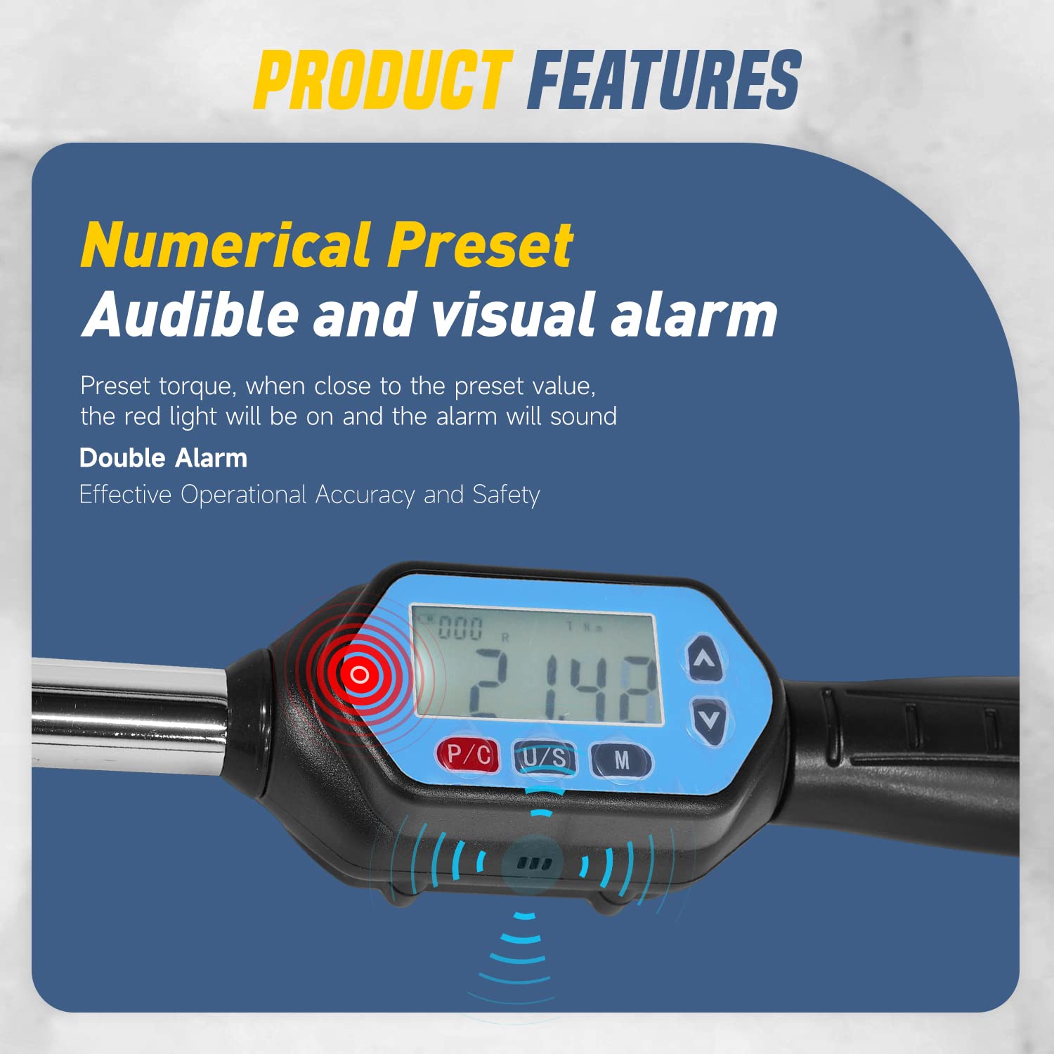 ZAC Digital Torque Wrench (77-89 N·m) - Preset Value Electronic Torque Spanner with Audible & Visual Alarm for M16 BT40 Pull Studs - Perfect for CNC Machine Maintenance and Industrial Tool Calibration