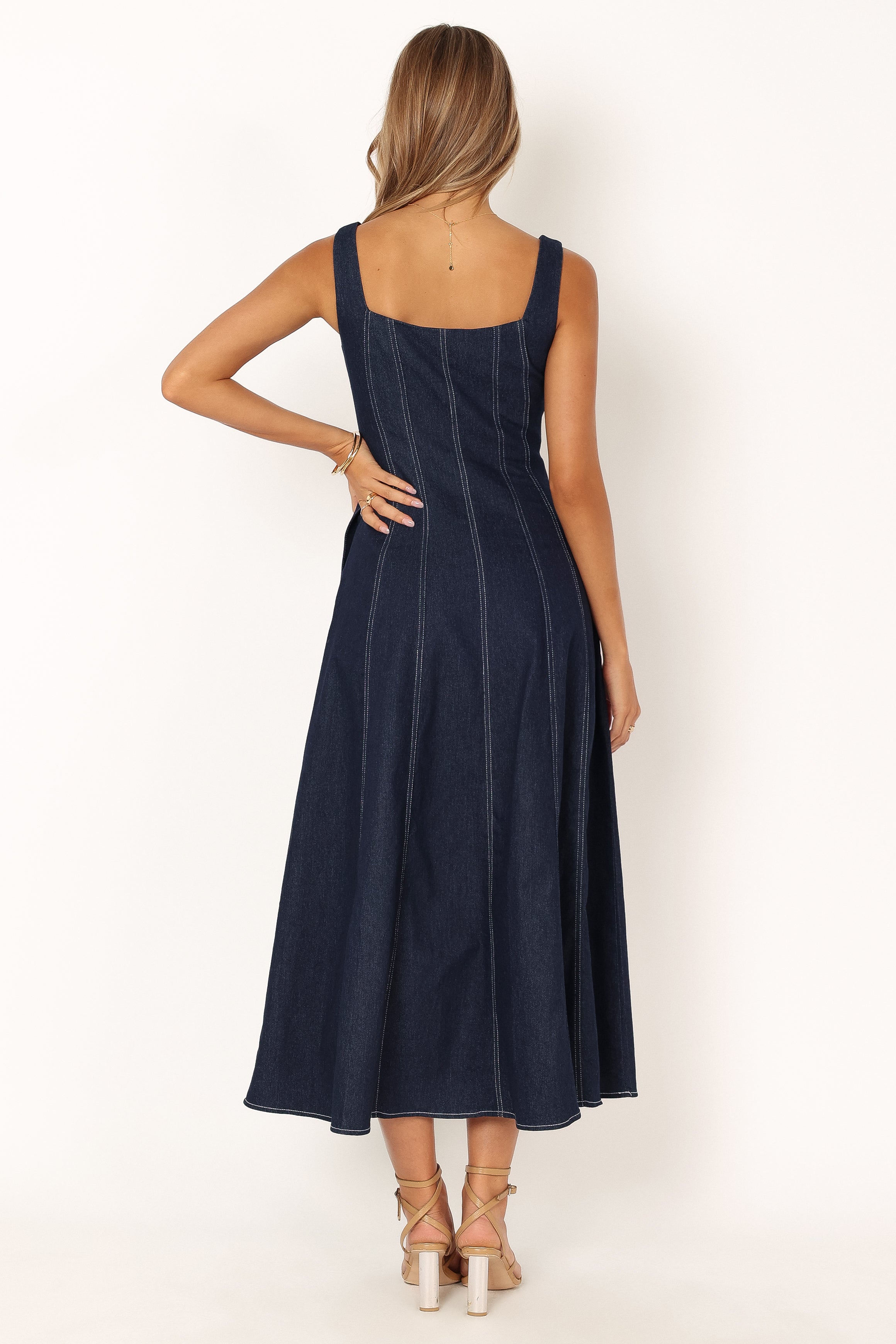 Callum Midi Dress for Women - Dark Denim Stretch Denim Dress with Flattering Fit | Perfect for Casual Outings, Date Nights & Office Wear
