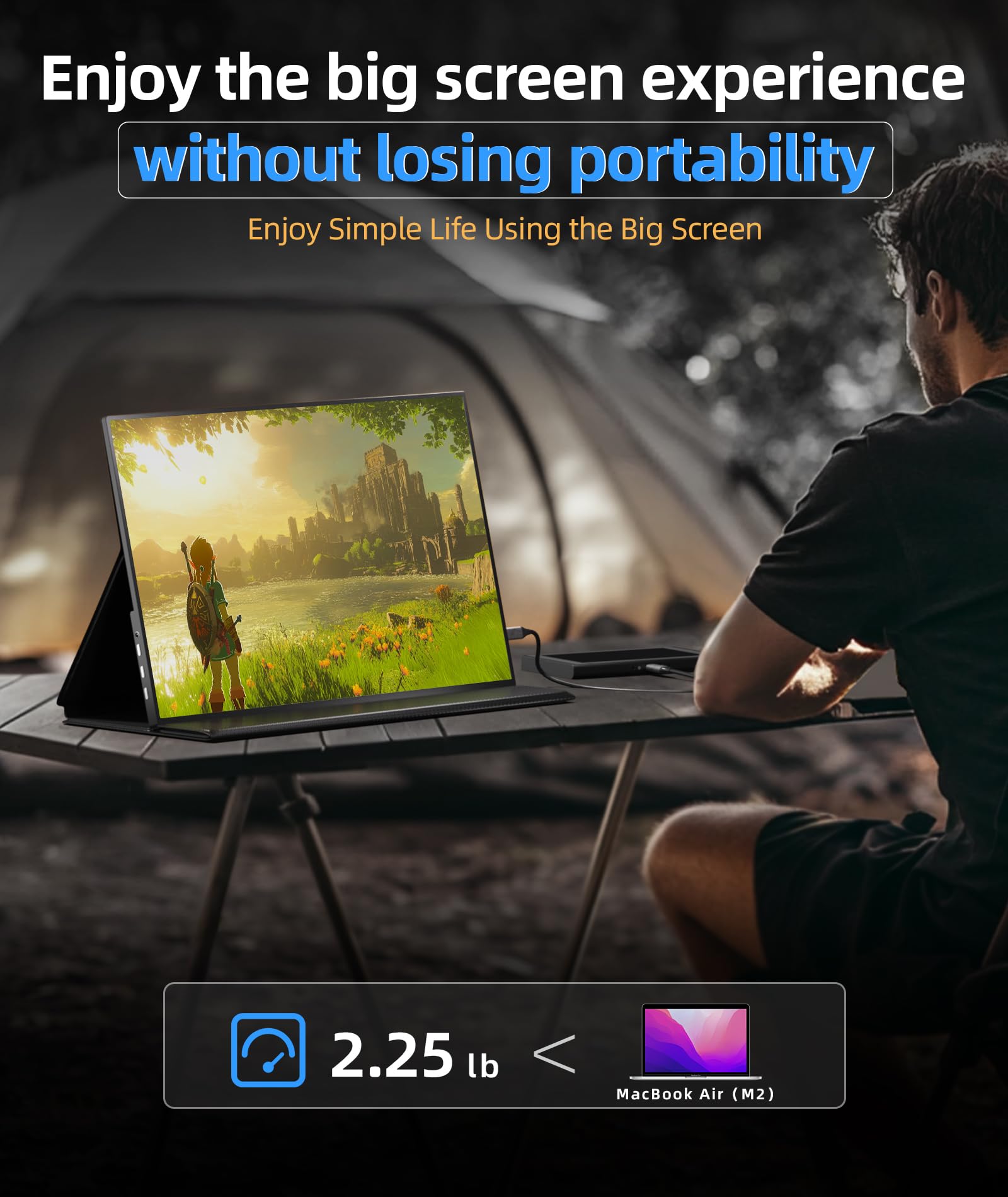 18.5 Inch Portable Monitor FHD 1080P 100% sRGB USB C HDMI External Screen for Laptop Mac PC - Gaming, Work & Travel with Smart Cover & Built-in Speakers