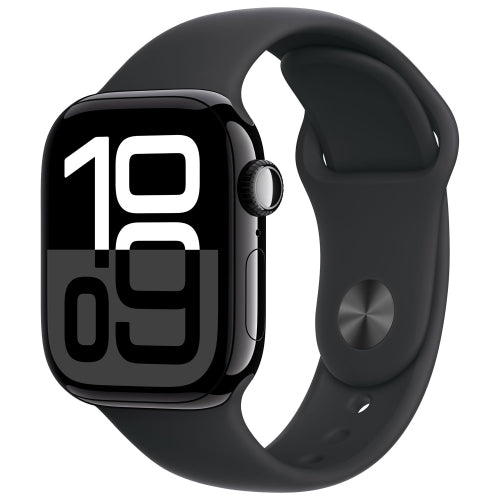 Apple Watch Series 10 (GPS) 42mm Jet Black Aluminum Case with Black Sport Band - Smartwatch for Fitness Tracking, Heart Rate Monitoring & Notifications - Perfect for Running, Swimming & Daily Use