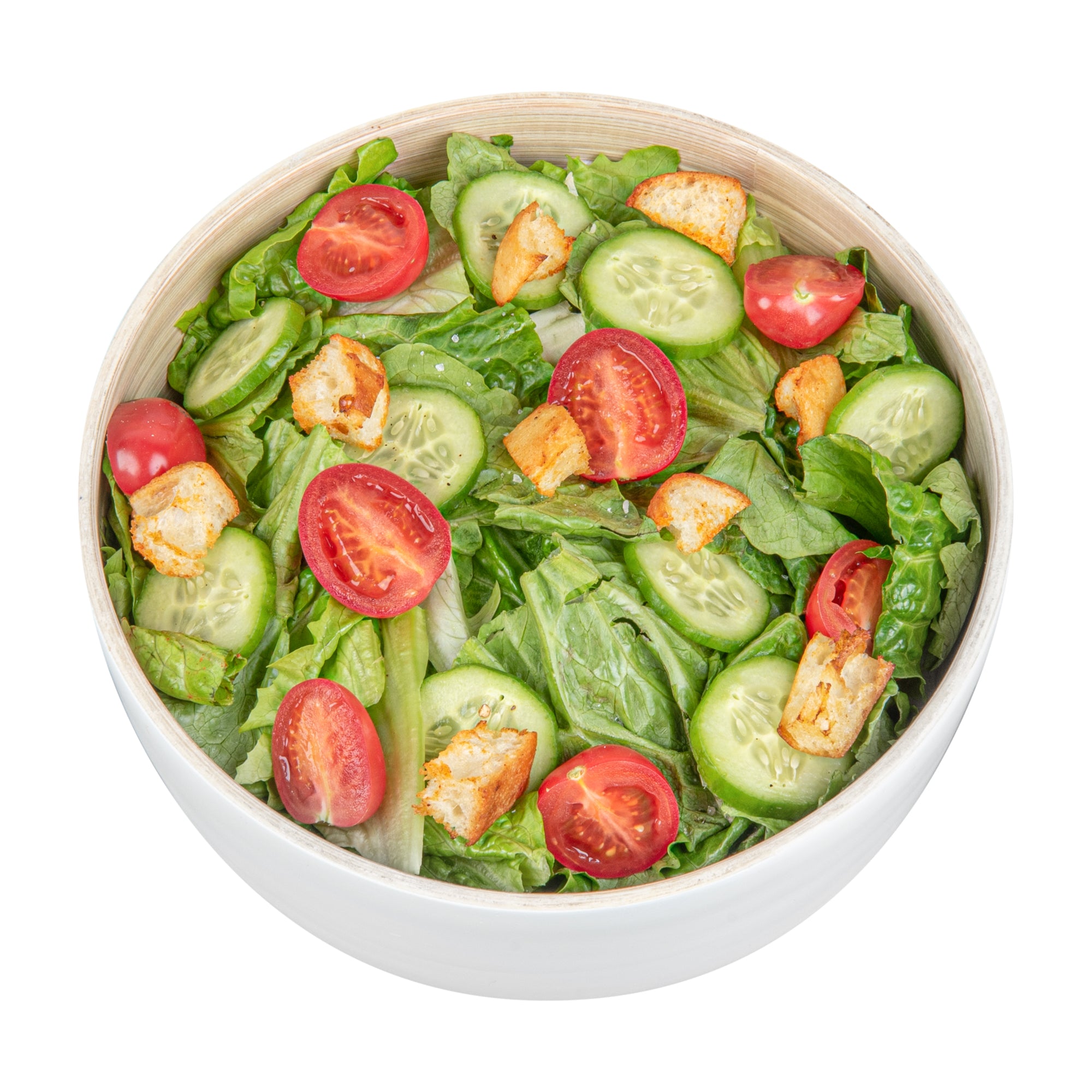 Bambuddha 15 oz Round White Spun Bamboo Salad Bowl - 7.75