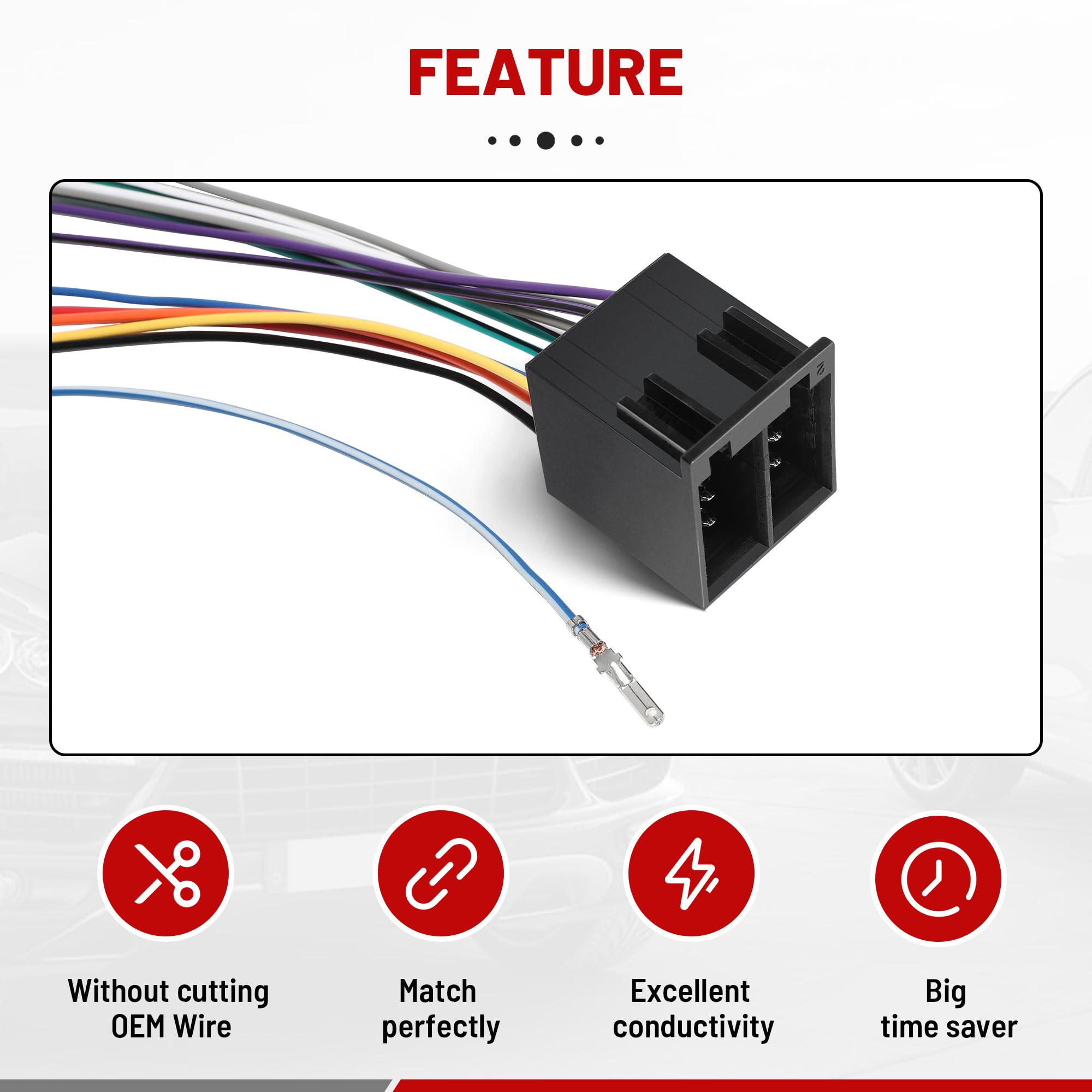 RED WOLF 16 Pin ISO Radio Wiring Harness Connector - Compatible with Freightliner, Peterbilt, Mack & Kenworth Trucks - Aftermarket Stereo/CD Player Installation Adapter for Pioneer & Kenwood - Perfect for Truck Upgrades & DIY Audio System Installations
