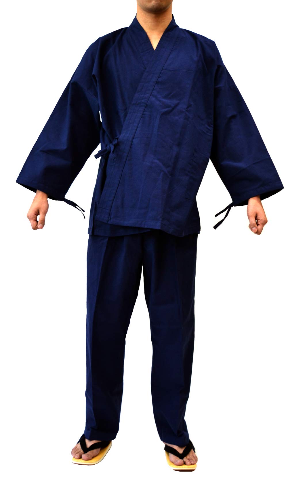 Authentic Japanese Samue Men's Kimono Set - Made in Japan - Navy Blue - Large Size - Comfortable Loungewear for Home, Meditation & Relaxation
