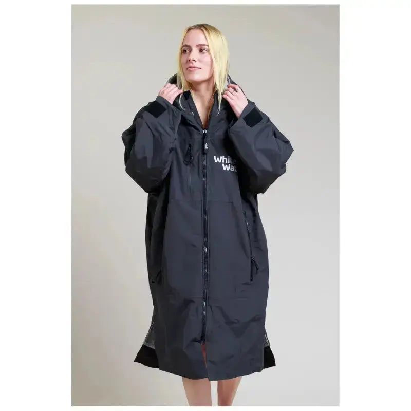 Unisex Black Swimming Robe for Adults - Waterproof Hard Shell Bathrobe for Pool, Beach & Spa - Quick Dry Travel Wrap for Swimwear Cover Up