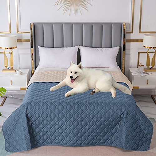 **Waterproof Dog Bed Cover - Non-Slip Sofa Protector for Pets, Large 102x82 Inch, Blue Grey - Ideal for Incontinence, Chewing, and Multi-Pet Households**