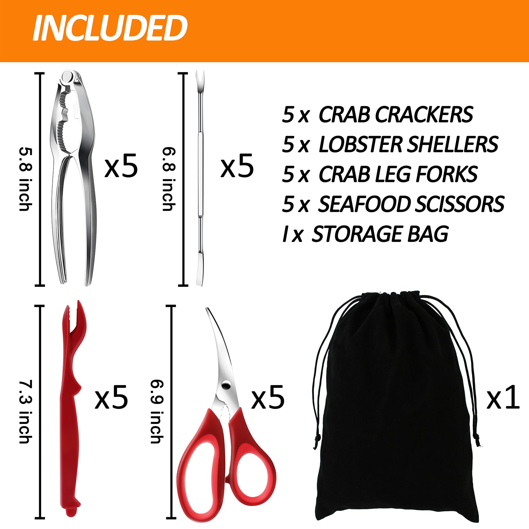 Premium 21-Piece Seafood Cracker & Tool Set - Crab Leg Crackers, Lobster Picks, Shell Scissors & Nut Crackers for Crab, Lobster & Shellfish | Perfect for Seafood Lovers, Dinner Parties & Beachside Feasts