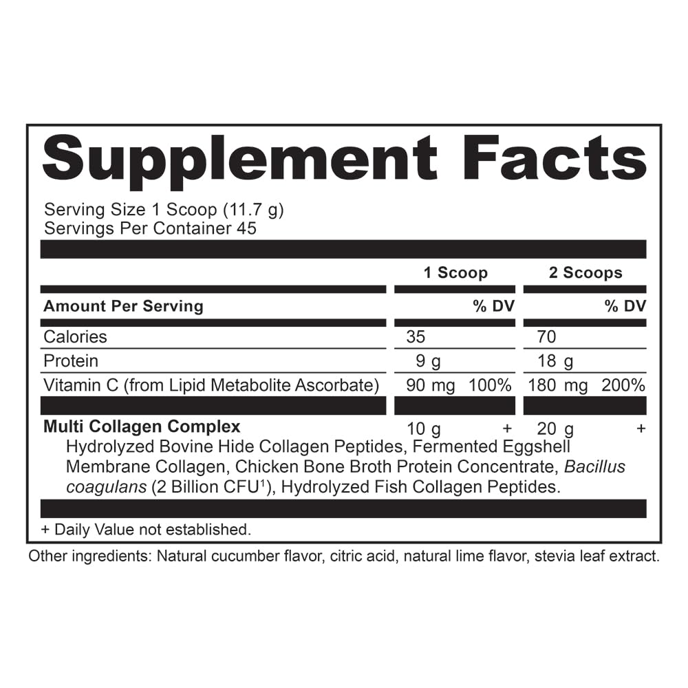 Ancient Nutrition Multi Collagen Protein Powder - Hydrolyzed Collagen Peptides for Skin, Hair & Nails Support - Joint Health Supplement - Cucumber Lime Flavor - 18.6oz (Perfect for Smoothies, Coffee & Post-Workout Recovery)
