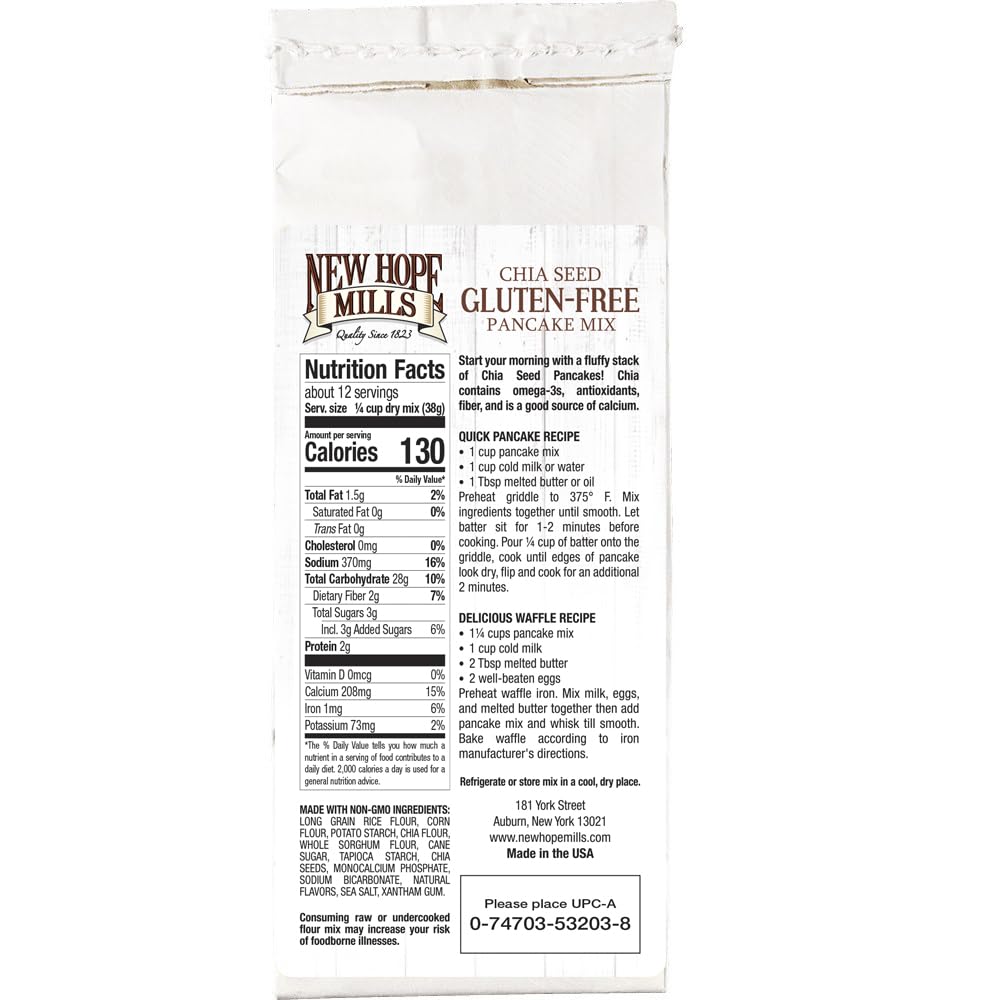 New Hope Mills Gluten Free Chia Seed Baking Mix - Healthy, Organic, Non-GMO for Pancakes, Waffles & Muffins | Perfect for Breakfast & Keto Diet