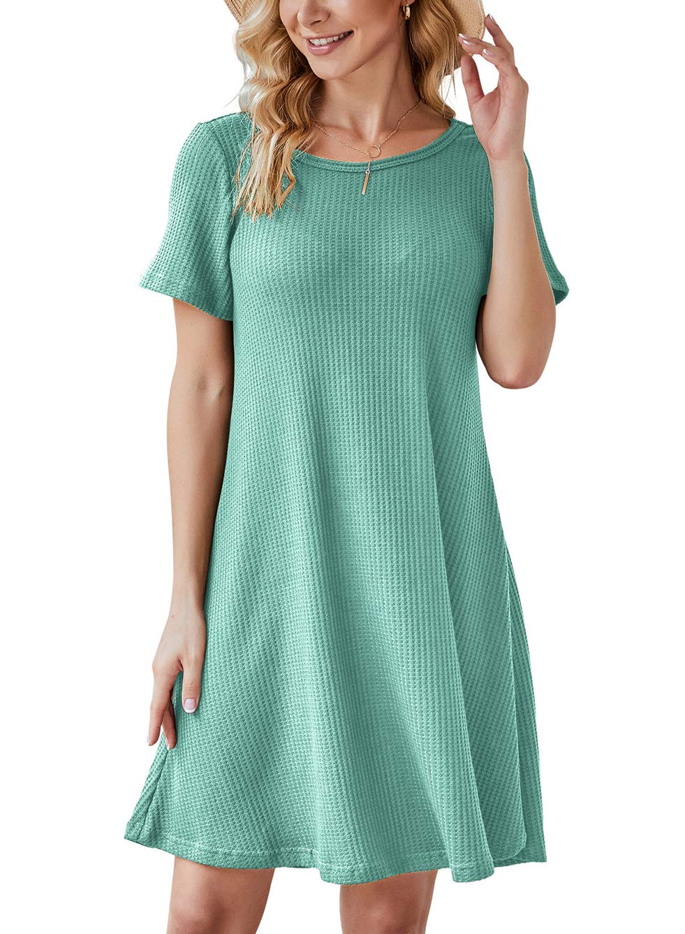 IWOLLENCE Women's Waffle Knit Beach Cover Up Dress - Sleeveless Mini Tunic for Summer Vacation & Casual Wear | Perfect for Poolside, Beach Outings, and Resort Getaways