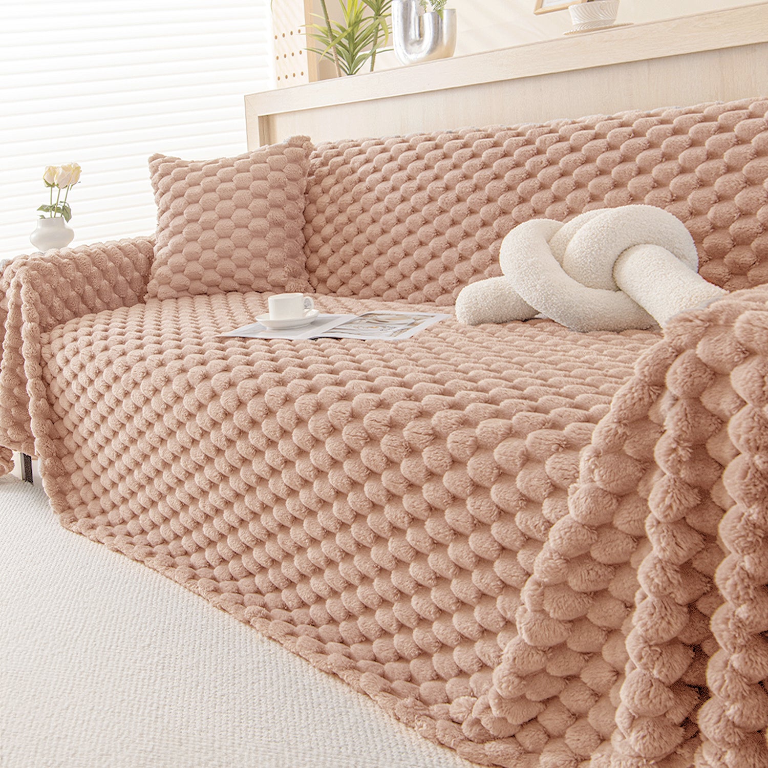 Stylish & Comfortable Sofa Cover - Soft Stretchable Furniture Protector for Living Room, Bedroom - Perfect for Pets, Kids & Daily Use