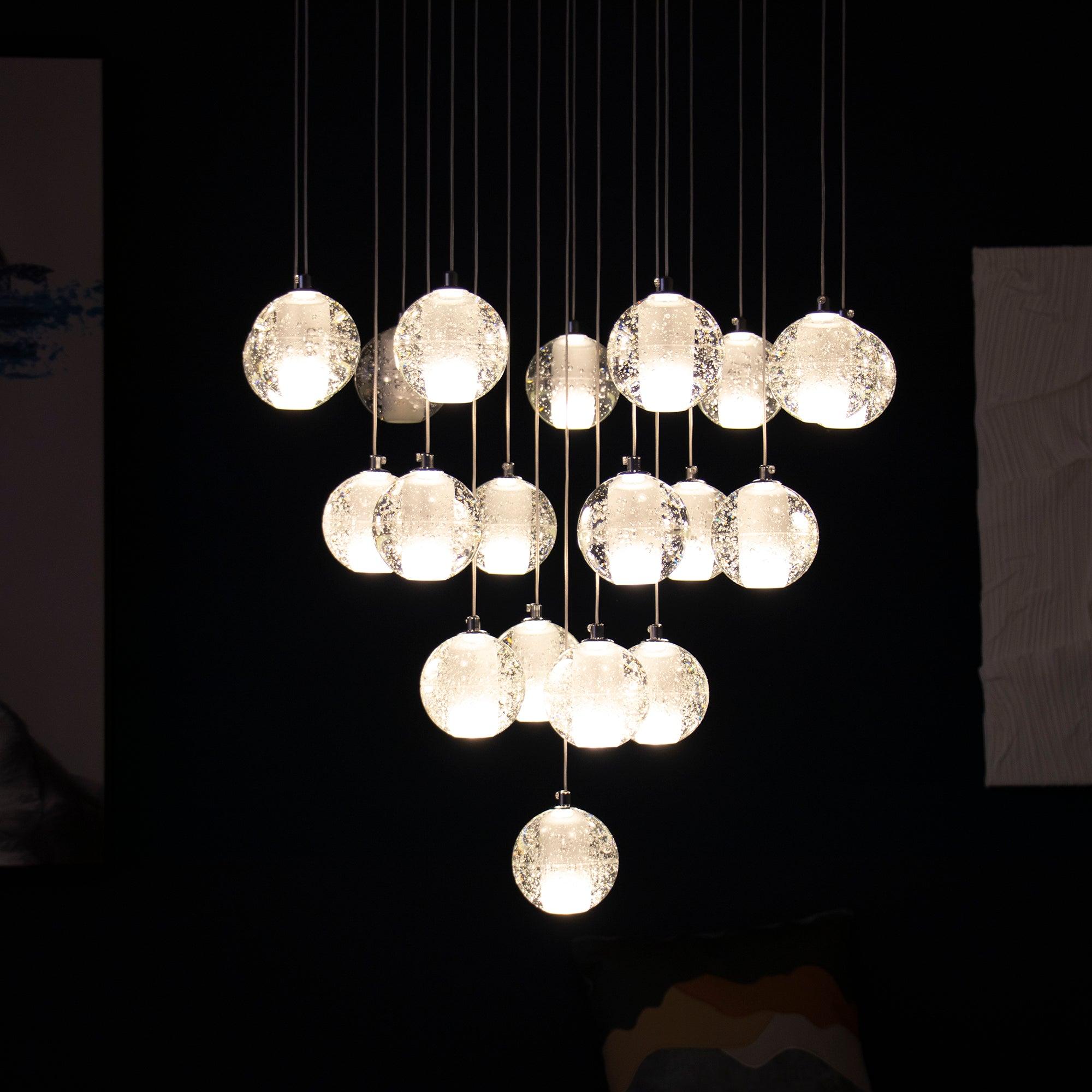 Elegant Ball Crystal Pendant Light - Modern Chandelier for Dining Room, Bedroom & Living Room Decor - Dimmable LED Hanging Light Fixture