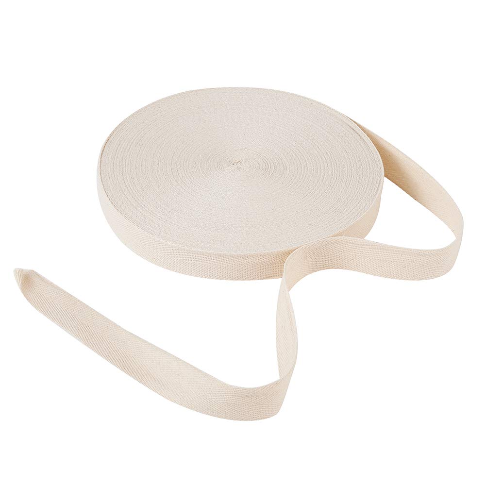 Craftdady 54.68 Yards Natural Cotton Twill Tape - 1 Inch Wide Herringbone Webbing Ribbon for DIY Crafts, Sewing, Gift Wrapping & Home Decor | Bias Binding, Linen Fabric Tape for Clothing, Quilting & Scrapbooking