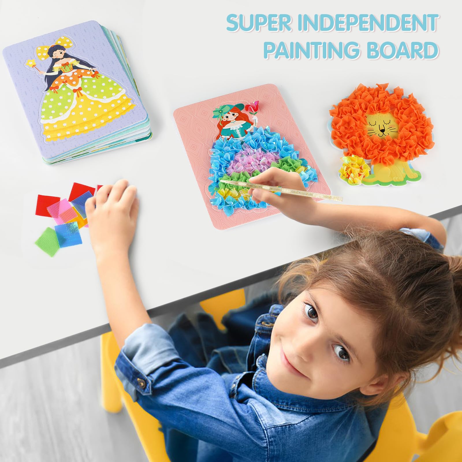 Creative Poke Art Fabric Puzzle Kit for Kids - 10 DIY Puncture Painting Dress-Up Boards, Arts & Crafts Gift for Girls (Dream World Theme) - Perfect for Birthday Gifts, Classroom Activities & Creative Playtime