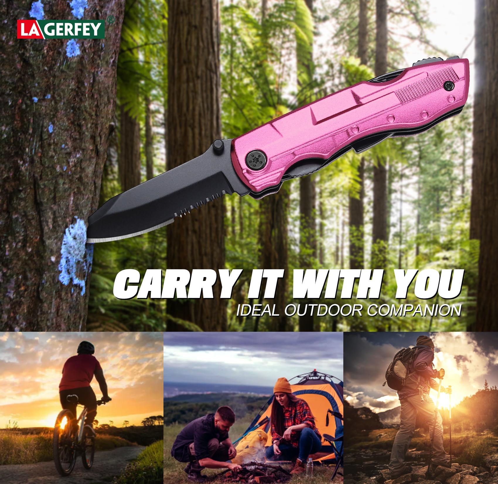 Multitool Knife for Women - Pink Compact Tool for Wife, Mom, Sister - Perfect Mother's Day, Birthday, Christmas Gift & Stocking Stuffer - Ideal for Camping, Hiking, and Everyday Carry
