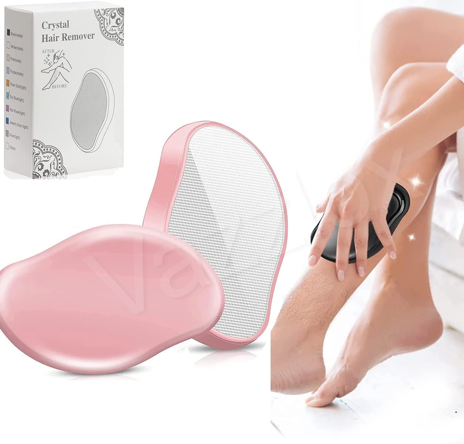 VazzLox Crystal Hair Remover for Women & Men - Upgraded Nano-Crystalline Technology, Painless & Reusable Hair Removal Stone - Best for Smooth Skin at Home, Travel, Spa & Salon Use