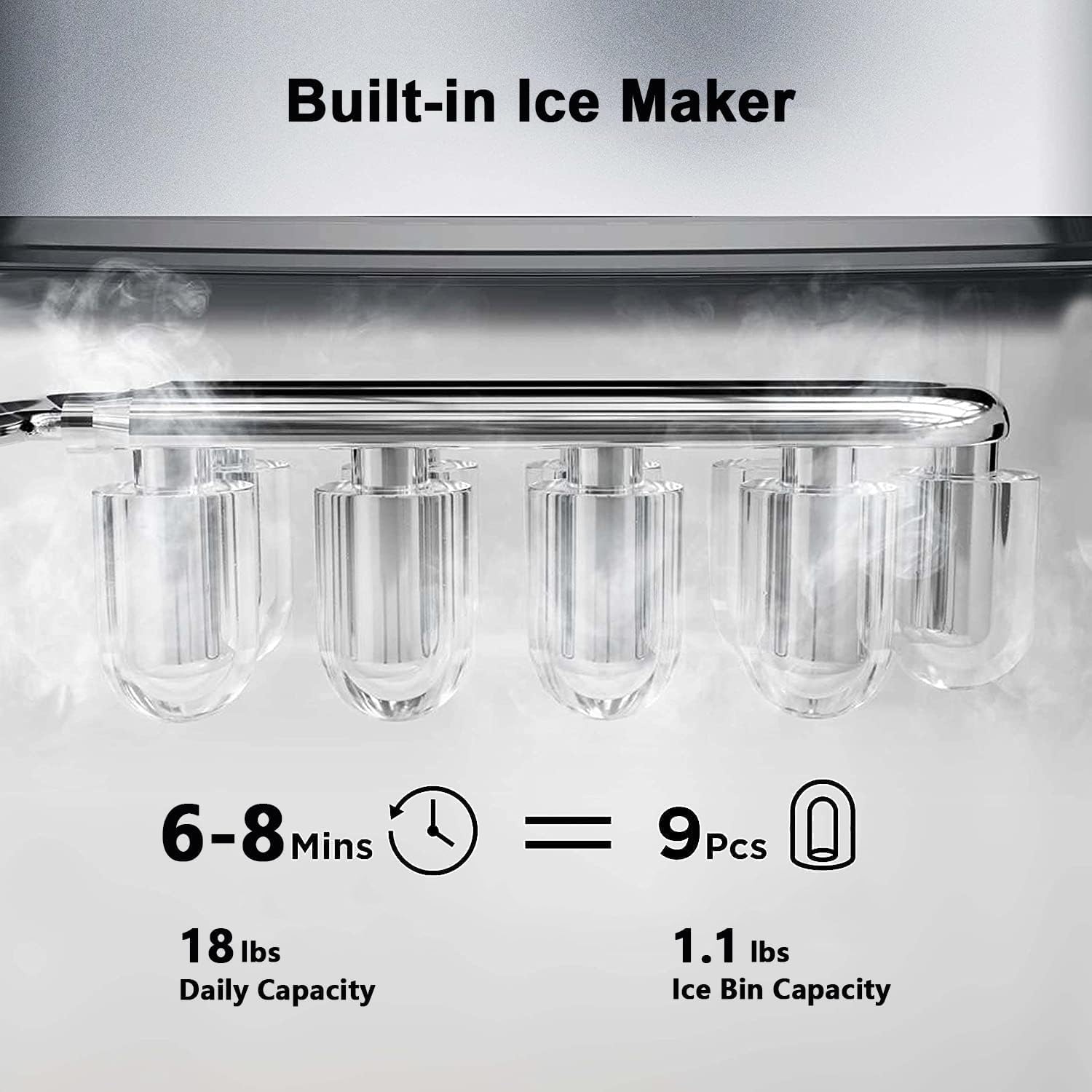 2-in-1 Bottom Loading Water Cooler Dispenser with Ice Maker - 5 Gallon Bottle Capacity, Cold & Room Temperature Water, 18LBS/24H Ice Production, Touch Control Panel, UL Certified - Perfect for Home, Office, or Commercial Use