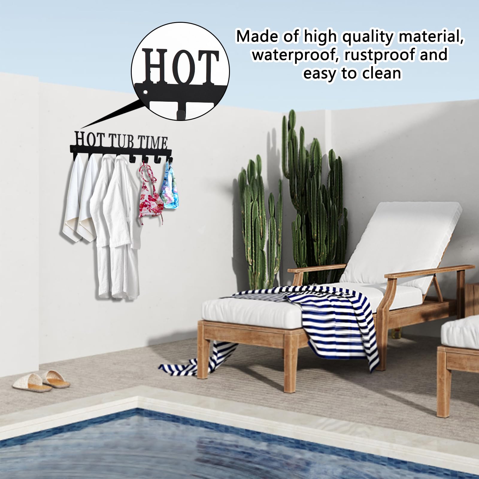 Stainless Steel Towel Hooks & Rack for Hot Tub, Pool & Bathroom - Heavy Duty Robe & Coat Holder for Outdoor, Spa & Swimwear Storage - Perfect for Hot Tubs, Poolside, Bathrooms & Beach Houses
