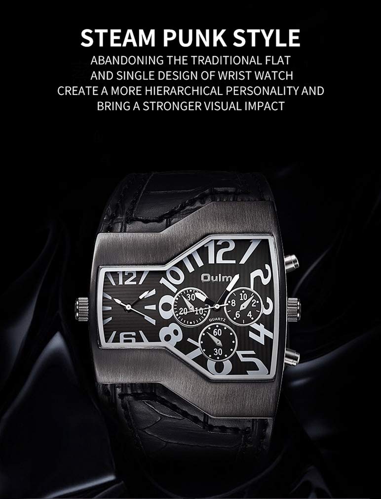 Oulm Unisex Quartz Watch with Japan-Movement Genuine Leather Band - Stylish & Durable Timepiece for Men & Women - Perfect for Office, Casual Wear & Gift Giving