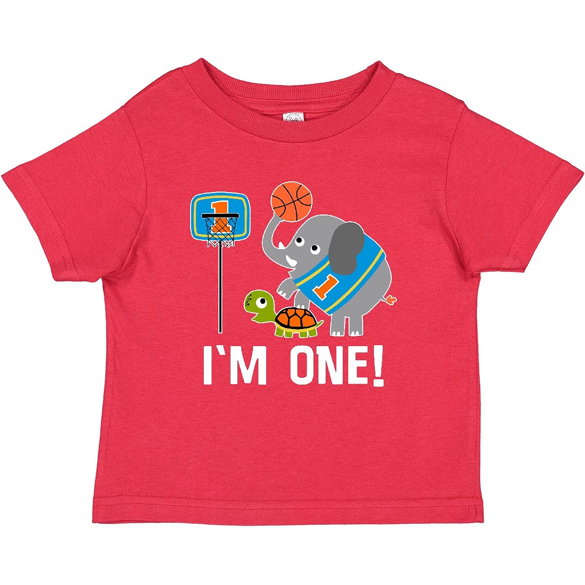 Inktastic Basketball 1st Birthday T-Shirt for 1 Year Old Baby - Perfect for First Birthday Party, Sports Theme Celebration & Cute Toddler Outfits