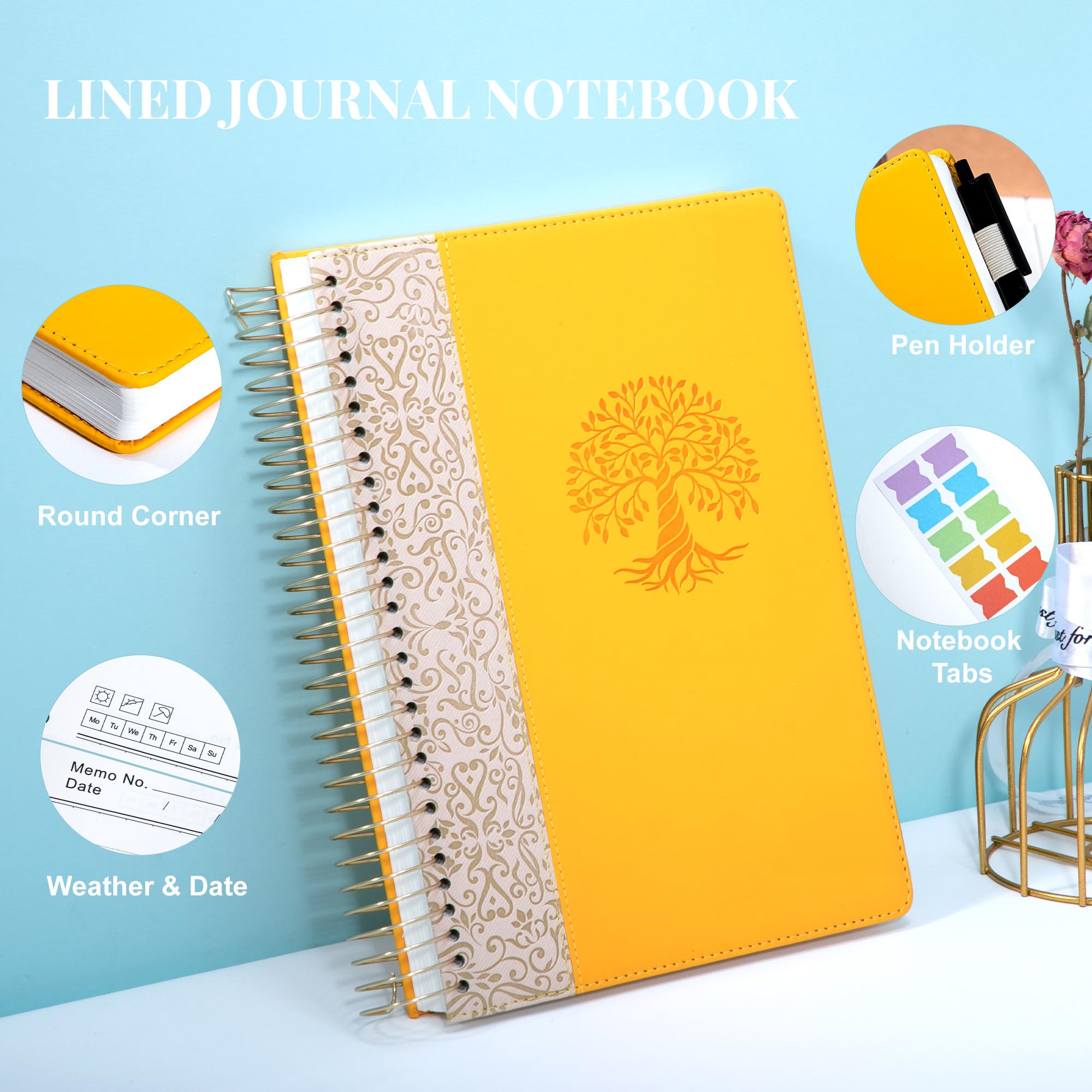 Premium Leather Journal Notebook - 300 Page Hardcover Spiral Bound B5 Notebook (7