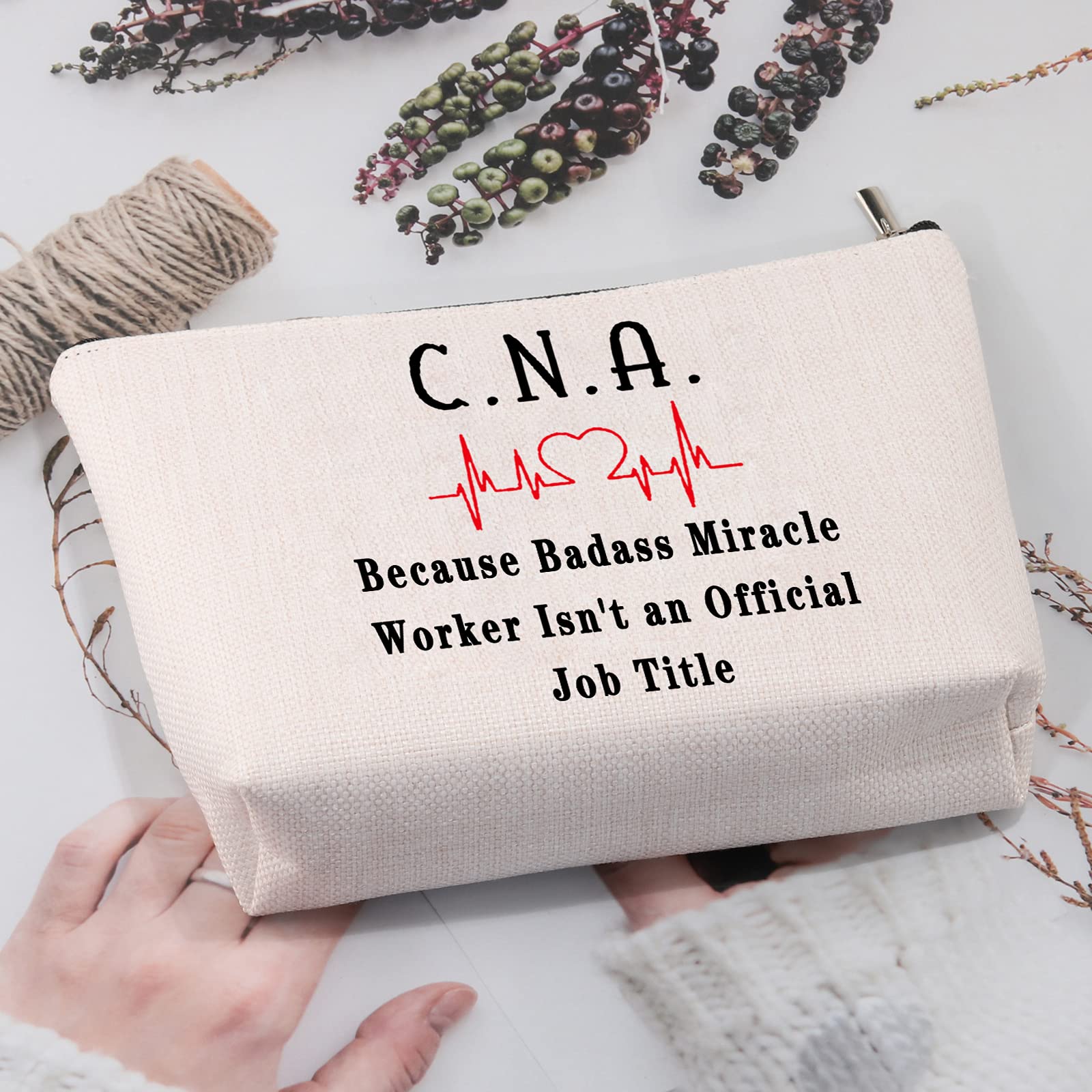 MEIKIUP Certified Nursing Assistant (CNA) Makeup Travel Bag - Perfect Gift for CNA Graduates & Nursing Assistant Week Appreciation - Durable & Stylish Job Title Bag for Work, School & Travel