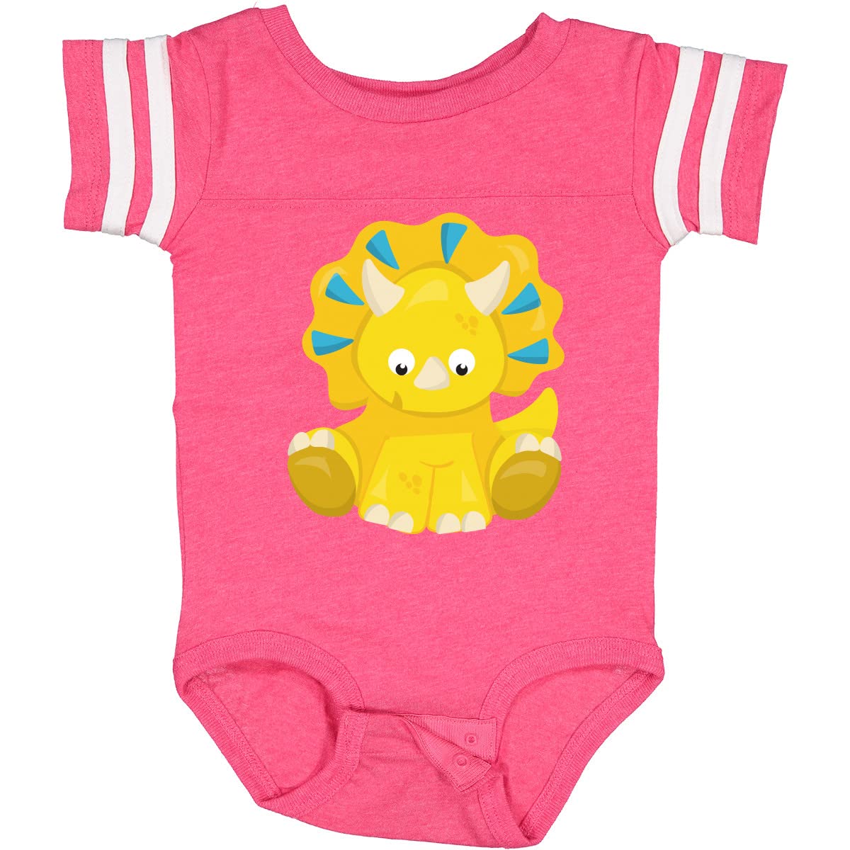 Inktastic Cute Dinosaur Baby Bodysuit - Adorable Triceratops Dino Onesie for Infants | Perfect for Playdates, Nursery Photos & Dinosaur-Themed Birthday Parties