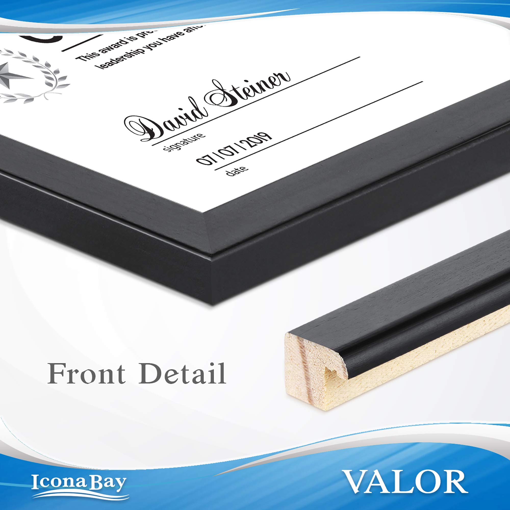 Icona Bay 8.5x11 (22x28 cm) Black Wood Certificate Frames Set - 6 Pack Scandinavian Style Document Frames for Diplomas, Licenses, Awards | Perfect for Office, Home Decor & Graduation Gifts