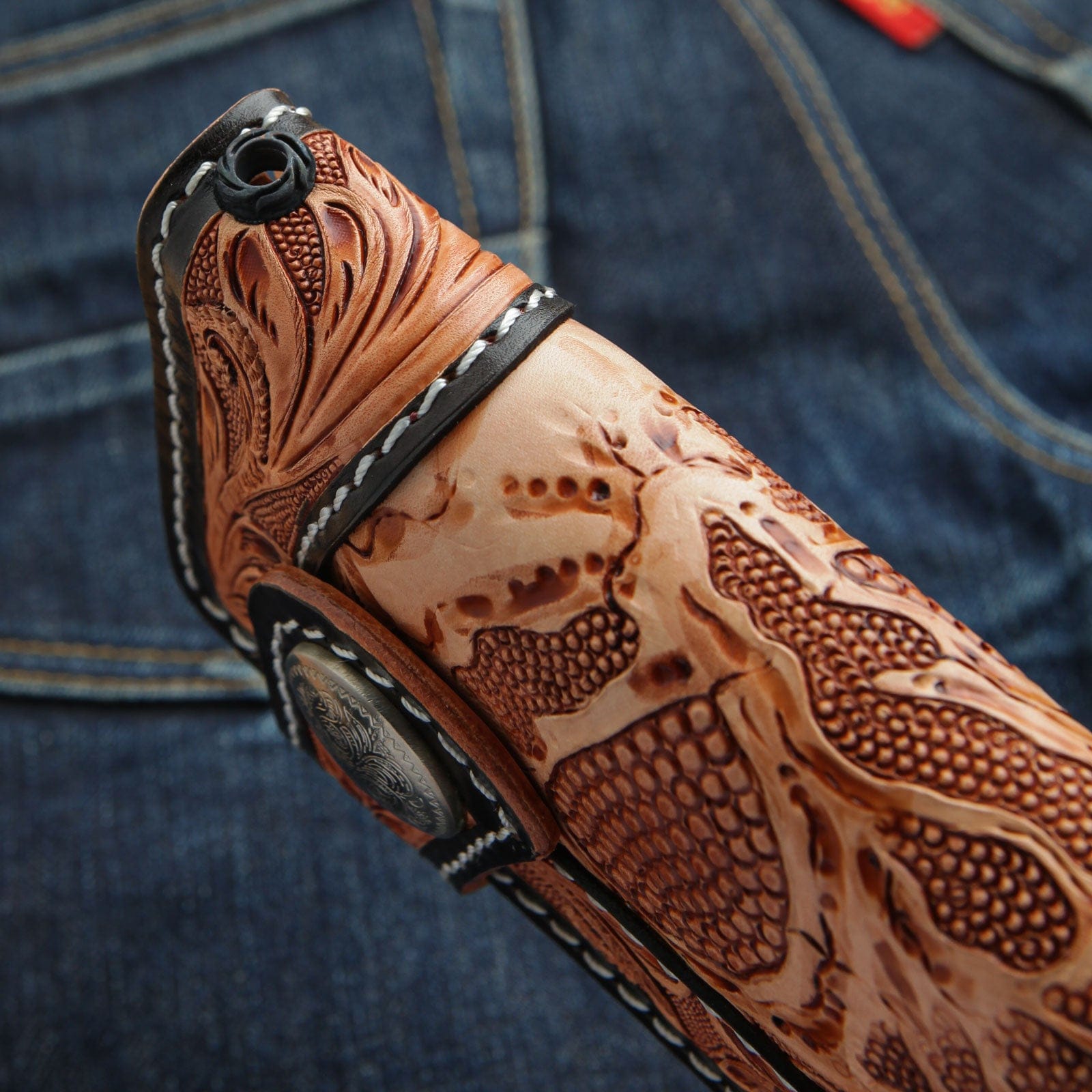 Genuine Cowhide Leather Biker Wallet for Men - Custom Beige & Light Brown | Stylish & Durable Men's Accessory for Motorcycle Riders & Everyday Use