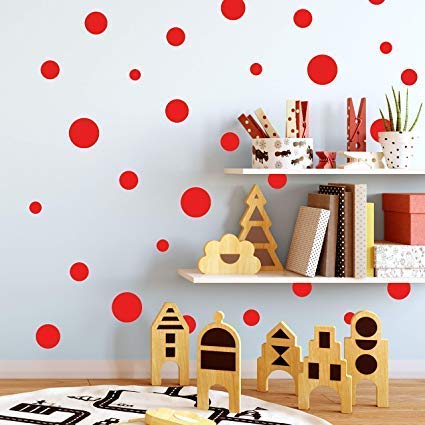 268 Pcs Removable Red Polka Dot Wall Decals - Assorted Sizes Vinyl Stickers for Room Decor, Nursery, Kids Bedroom & Home Decoration by BUGYBAGY (Matte Red) - Perfect for DIY Wall Art, Party Backdrops & Creative Spaces