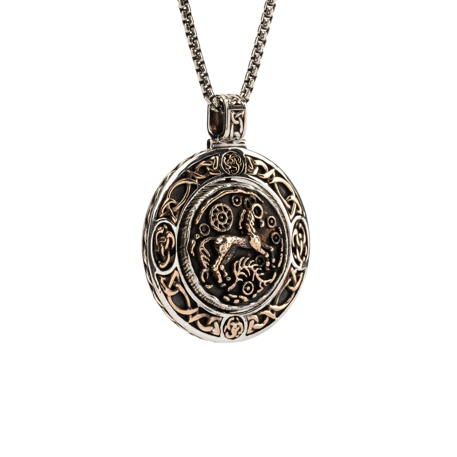 Ancient Celtic Coin Spinner Pendant - Silver & Bronze Viking Jewelry for Men and Women - Perfect for Historical Reenactments, Pagan Rituals, and Unique Gift Giving