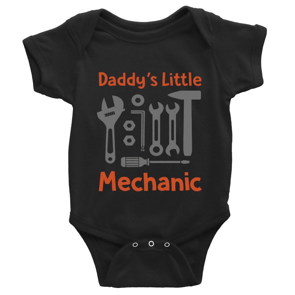 GKrepps Daddy's Little Mechanic Organic Baby Bodysuit - Cute Newborn Romper for Boys & Girls - Perfect for Playtime, Family Photos & First Birthday Outfits