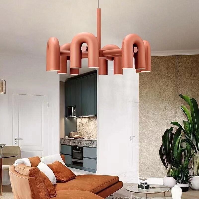 U-Shaped Chandelier - Modern Crystal Ceiling Light Fixture for Dining Room, Living Room & Bedroom | Elegant Lighting Decor for Home & Office Spaces