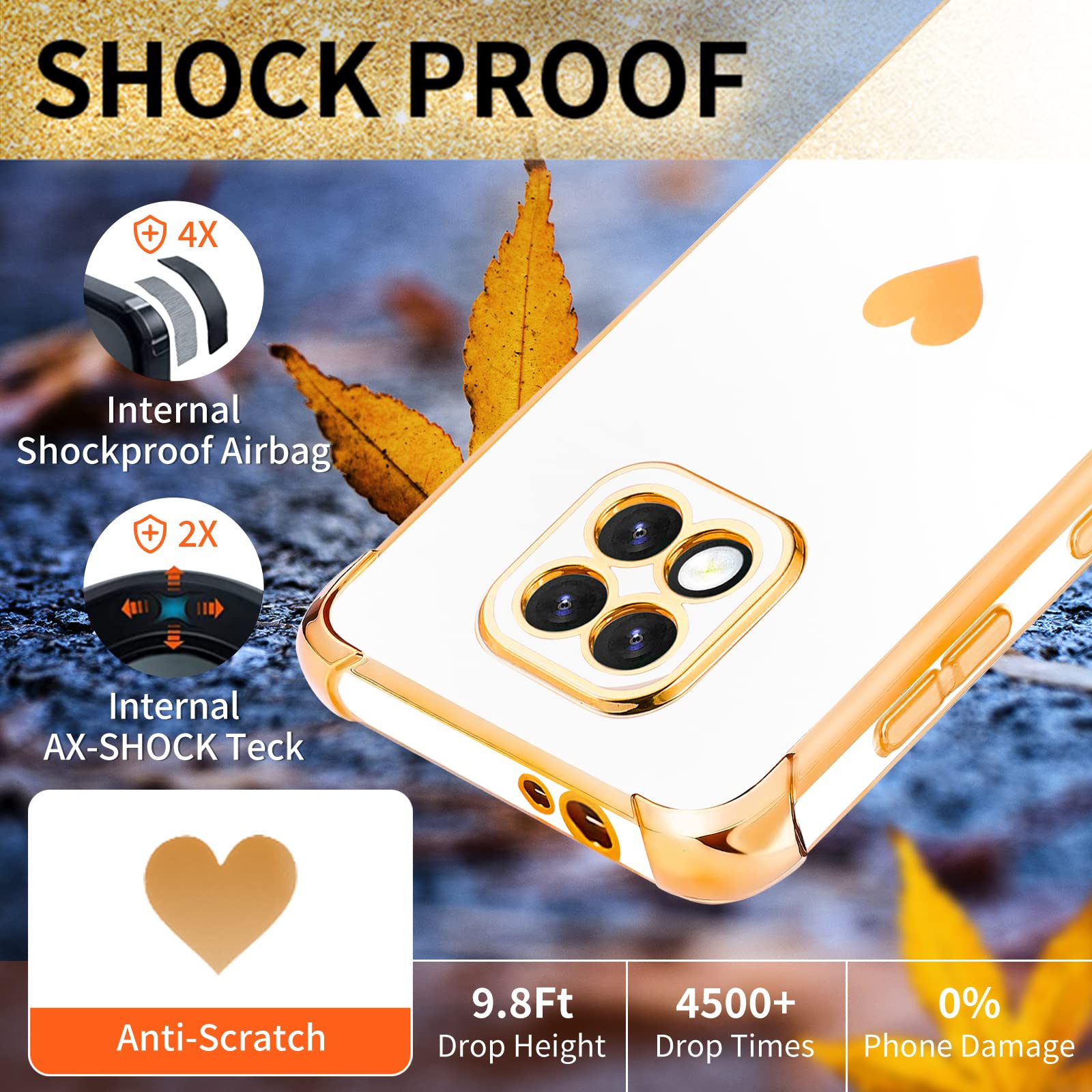 3-in-1 Luxury Heart Pattern Phone Case for Motorola Moto G Power 2021 (6.6 Inch) - Cute Aesthetic Love Design with Screen Protector & Chain - Perfect Gift for Women & Girls | Everyday Protection & Stylish Accessory