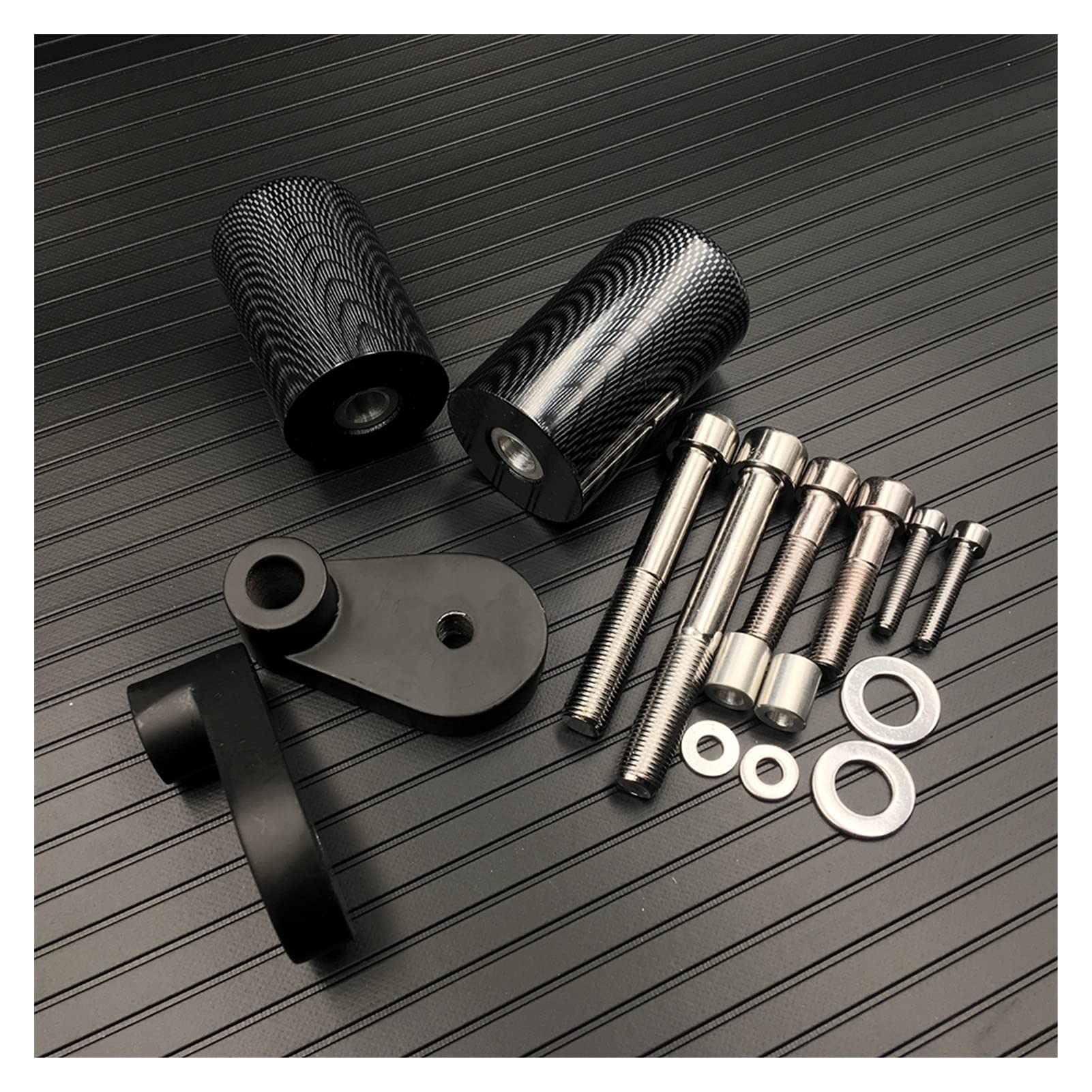 Black Carbon Motorcycle Frame Sliders for Honda CBR1000RR 2006-2007 - No Cut Crash Protectors with Fairing Side Protection Kit | Durable Carbon Fiber Motorcycle Parts for Street & Track Racing Protection