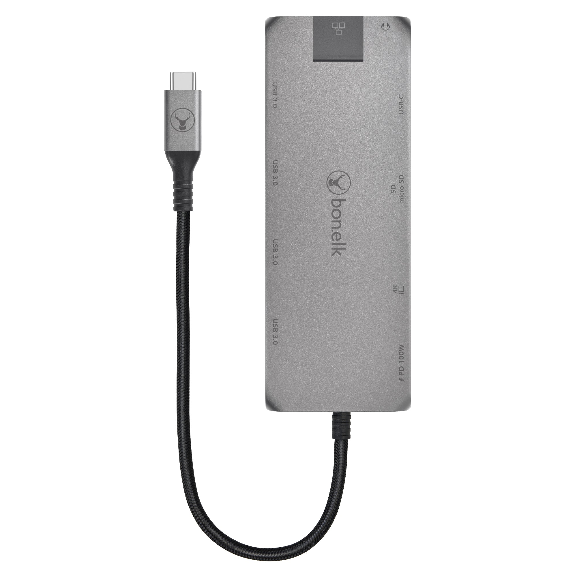 Bonelk 11-in-1 USB C Hub Multiport Adapter with 4K HDMI, USB 3.0, SD/TF Card Reader, PD Charging - Space Grey | Perfect for MacBook Pro/Air, iPad Pro, Chromebook & More