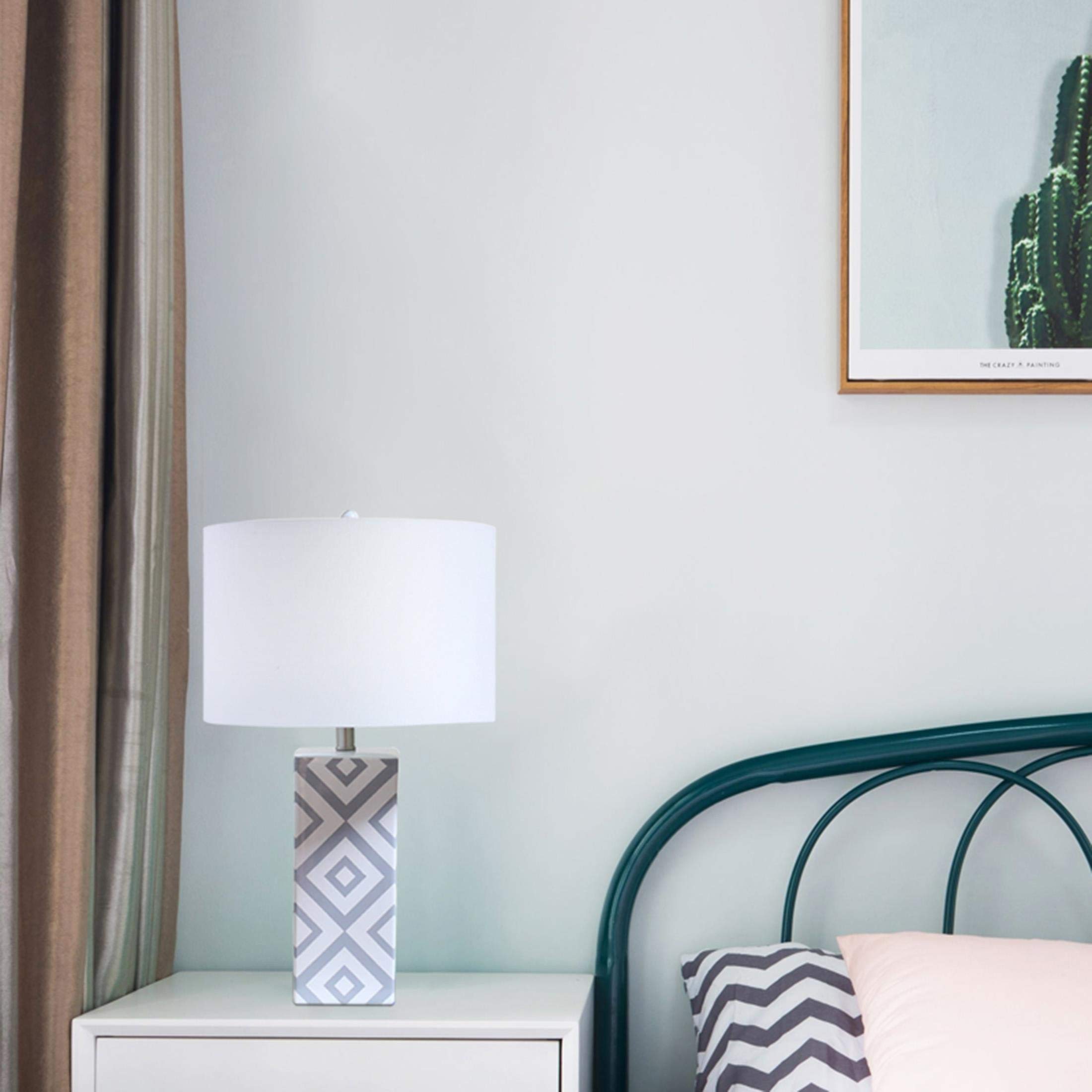 Bethel White and Grey Ceramic Table Lamp - Modern Home Decor for Bedroom, Living Room & Office - Soft Ambient Lighting for Relaxation & Reading