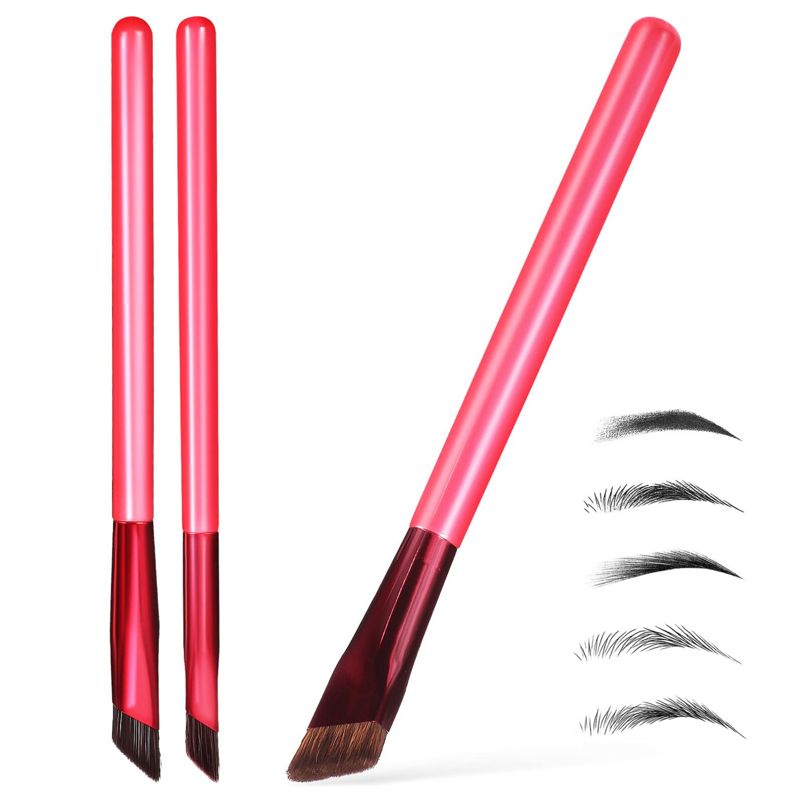 EXCLUZO 3-Piece Eyebrow Brush Set - Realistic Brows Stamp Kit, Angled Brow Shaping Tools for 3D Makeup | Perfect for Beginners, Salon Professionals & Everyday Eyebrow Styling