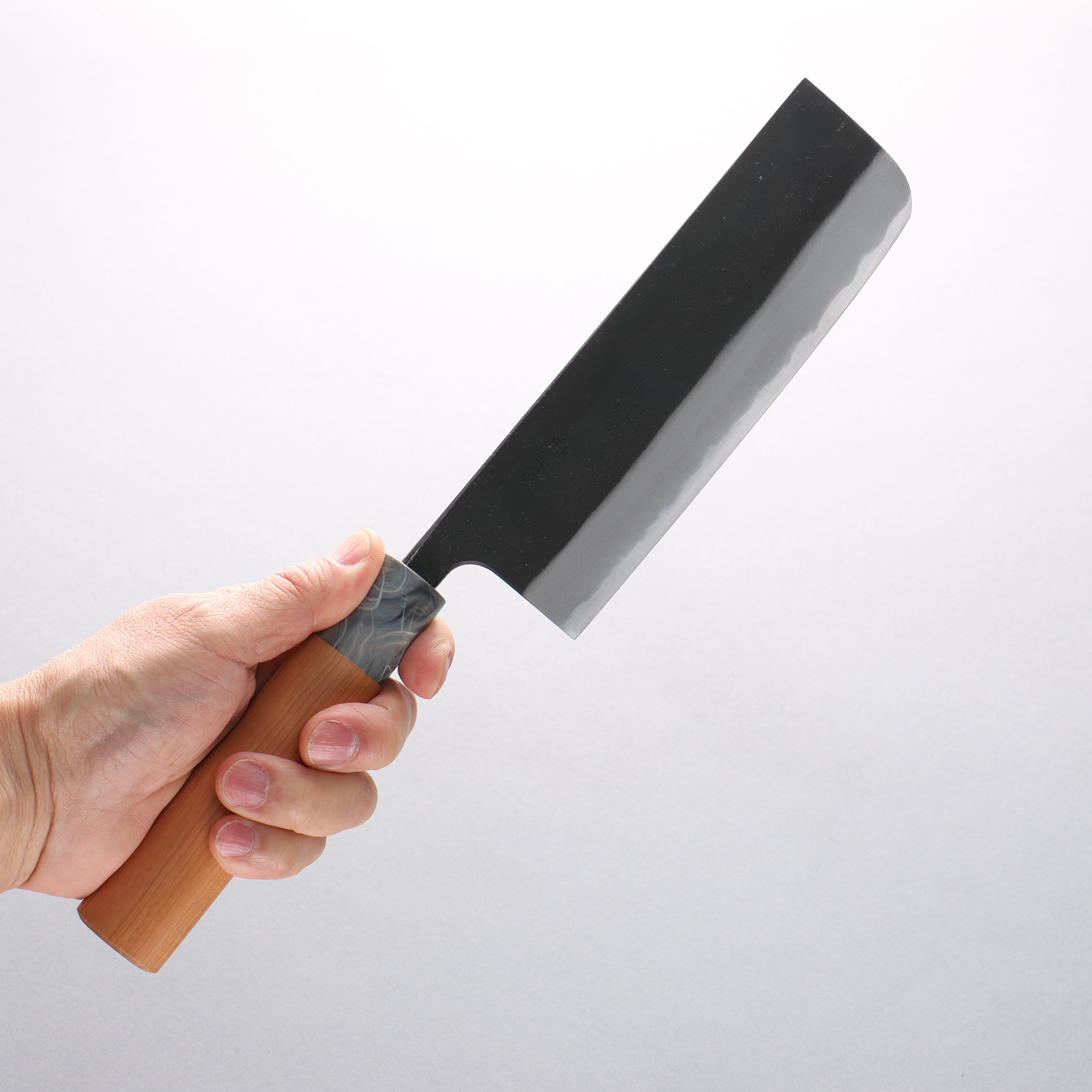 Premium Nao Yamamoto White Steel No.2 Kurouchi Nakiri Knife 165mm - Japanese Cherry Wood Handle - Professional Chef & Home Cooking Vegetable Chopper