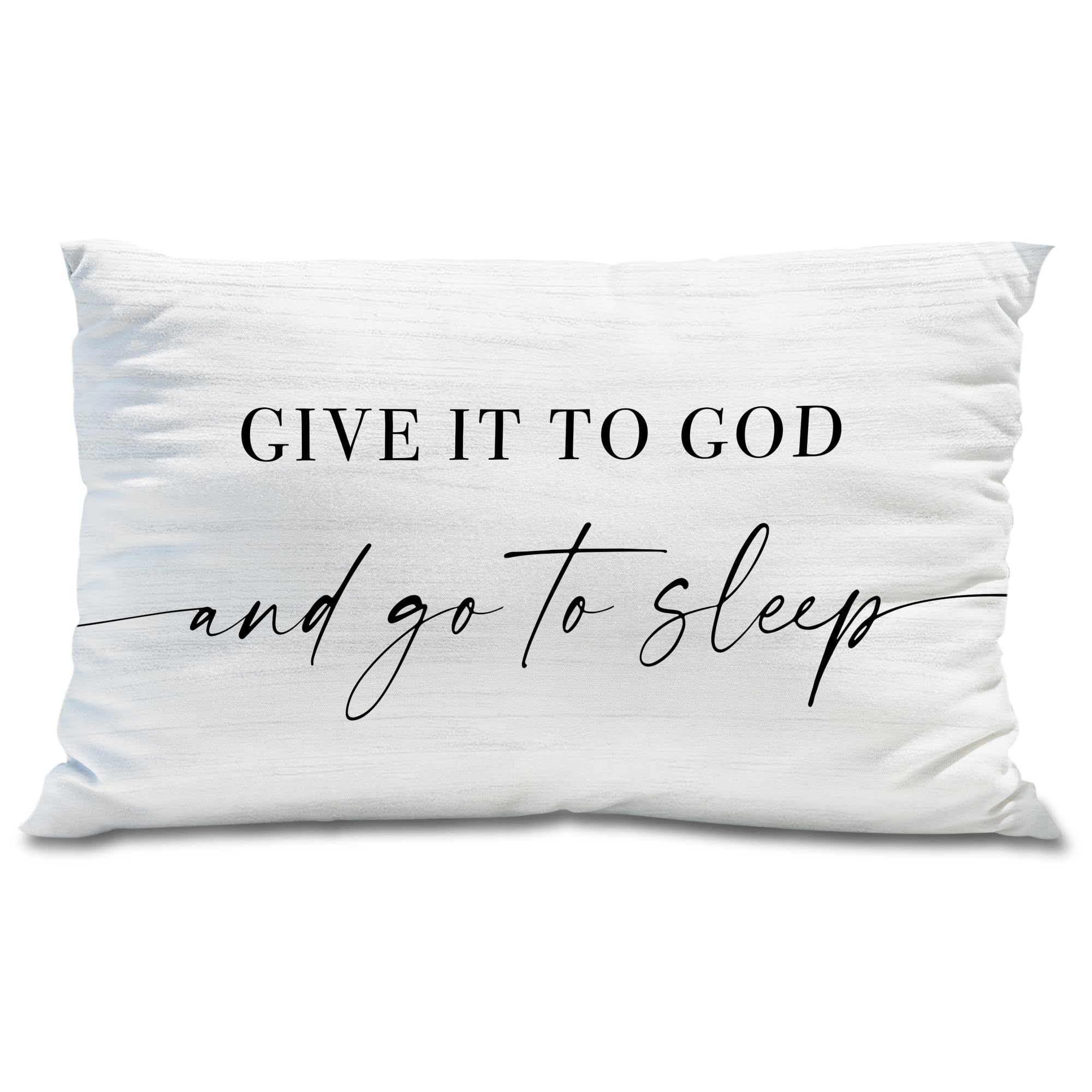 Knibeo 'Give It to God and Go to Sleep' Decorative Pillow Cover 12x20 Inches - Soft White Throw Pillow Case for Bed, Sofa & Couch - Perfect for Bedroom, Living Room & Home Decor
