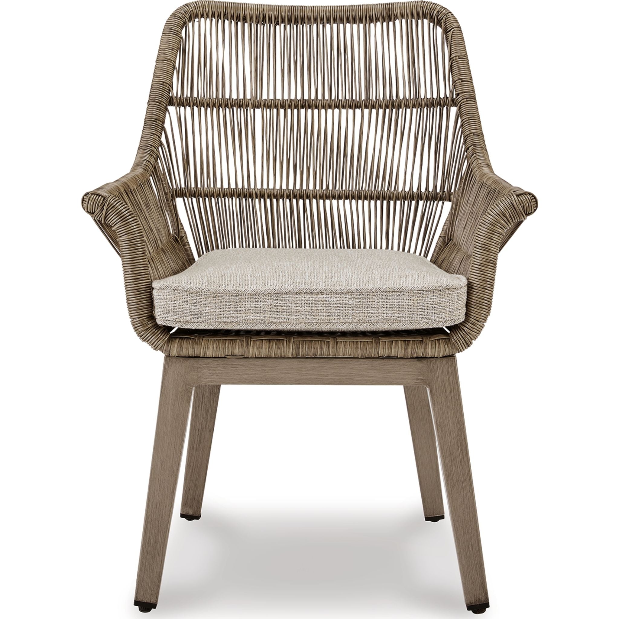 Premium Outdoor Arm Chairs with Cushions (Set of 2) - Water-Resistant Beige Patio Furniture for Beachfront, Poolside, or Garden Relaxation