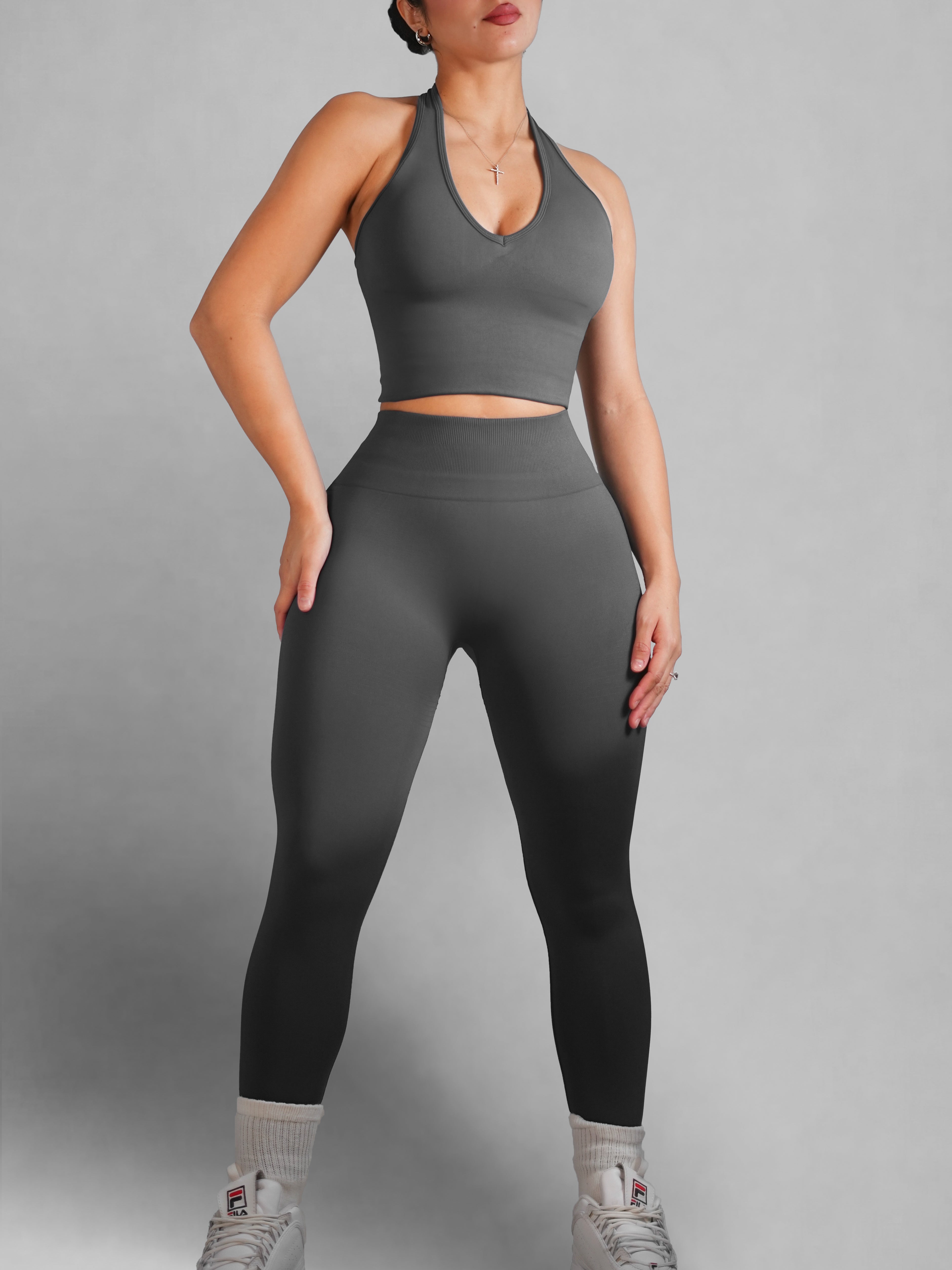 Refine Seamless Leggings for Women - High Waisted Yoga Pants, Onyx Gray - Soft Stretchy Workout Leggings for Running, Gym, Lounge & Everyday Wear