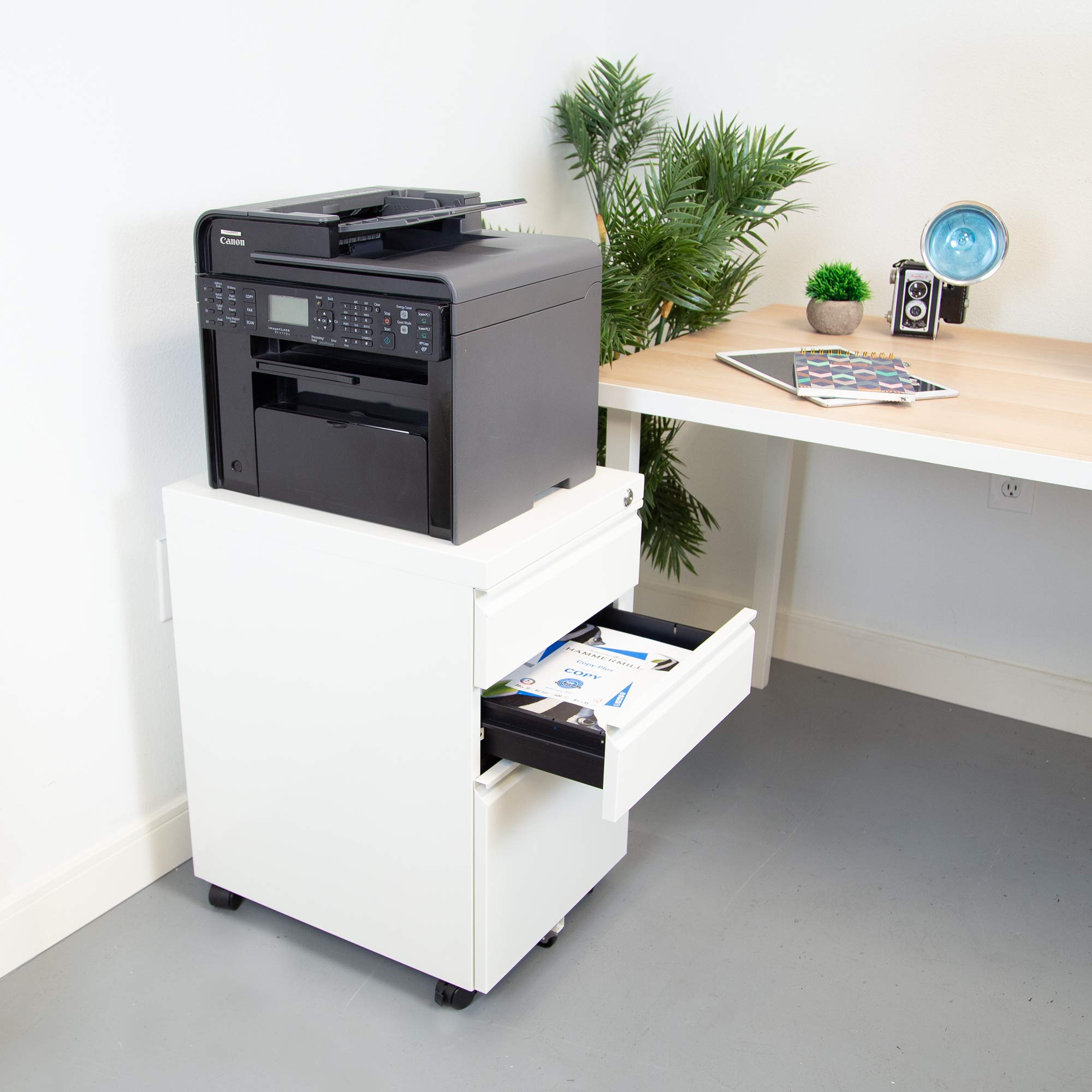 Mount-It! 3-Drawer Rolling File Cabinet with Lock - Under Desk Mobile Storage Organizer for Office Supplies, Documents & Materials - Space Saving Solution for Home & Office Workspaces (White) - Perfect for Small Spaces & Clutter-Free Organization