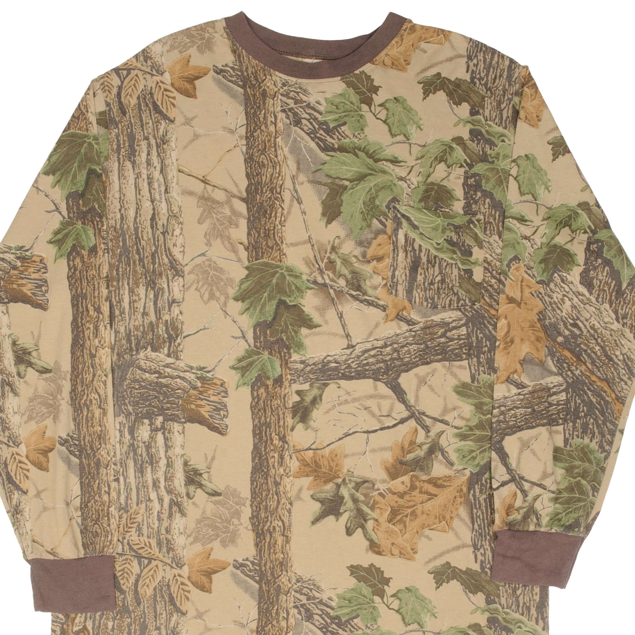 Vintage Realtree Camo Hunting Long Sleeve Pocket T-Shirt - 1990s Retro Style - Size XL - Perfect for Outdoor Adventures, Camping & Hunting Trips