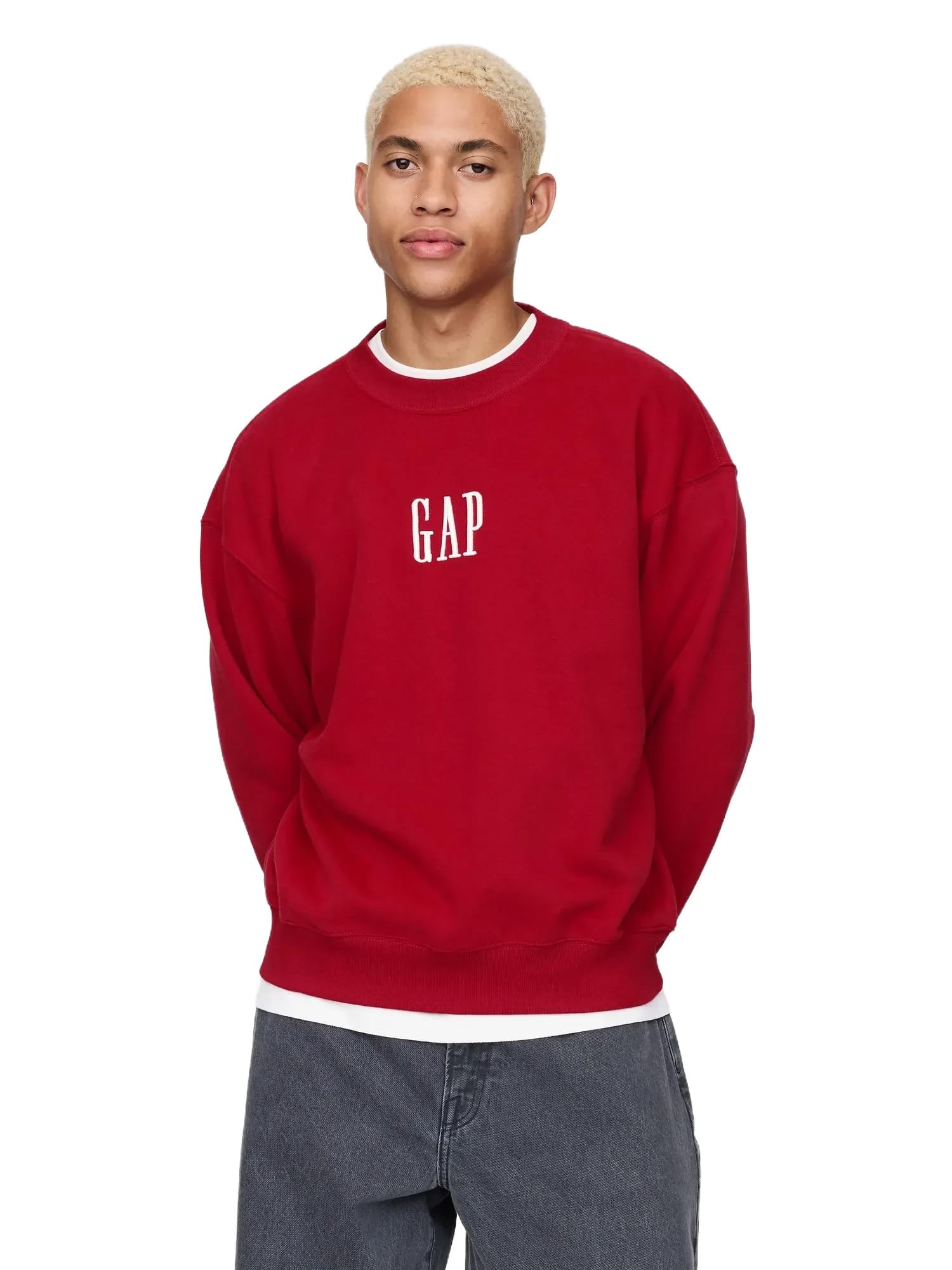 GAP Men's Logo Crewneck Fleece Sweatshirt | Soft Cotton Pullover Hoodie for Casual Wear | Perfect for Everyday Outfits, Lounge & Street Style