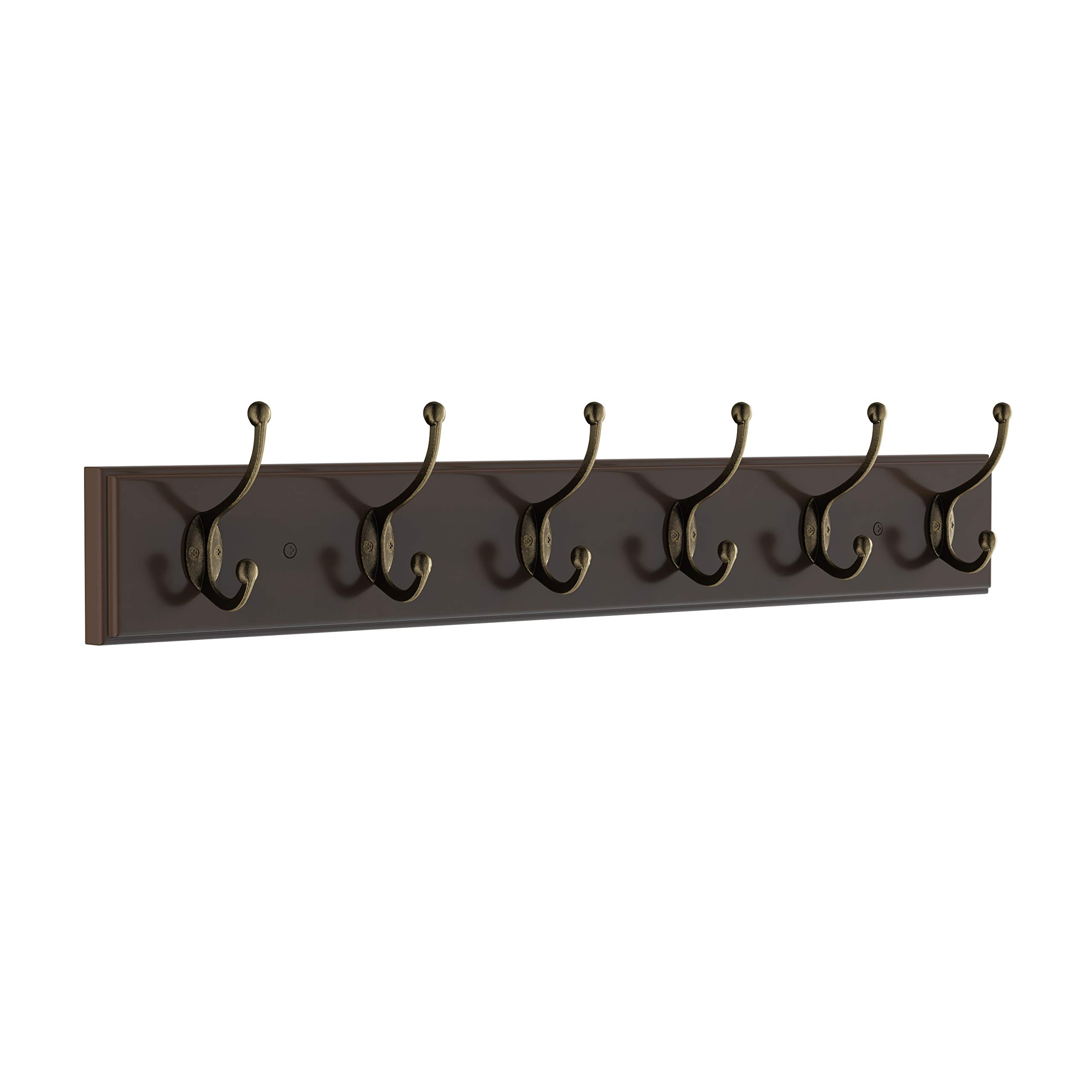 Premium Wall-Mounted Coat Rack with 6 Hooks - Space Saving Entryway Organizer for Coats, Hats, Bags & Towels - Sturdy Brown Wooden Hanger for Hallway, Bedroom or Mudroom Storage Solution